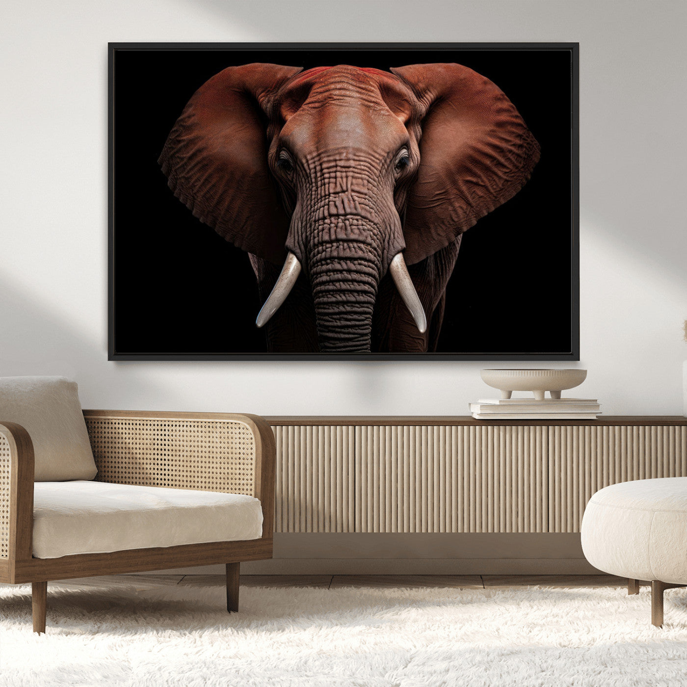 -Wild Elephant Wall Art Canvas Print, Africa Savannah Wild Animal Wall Decor Print