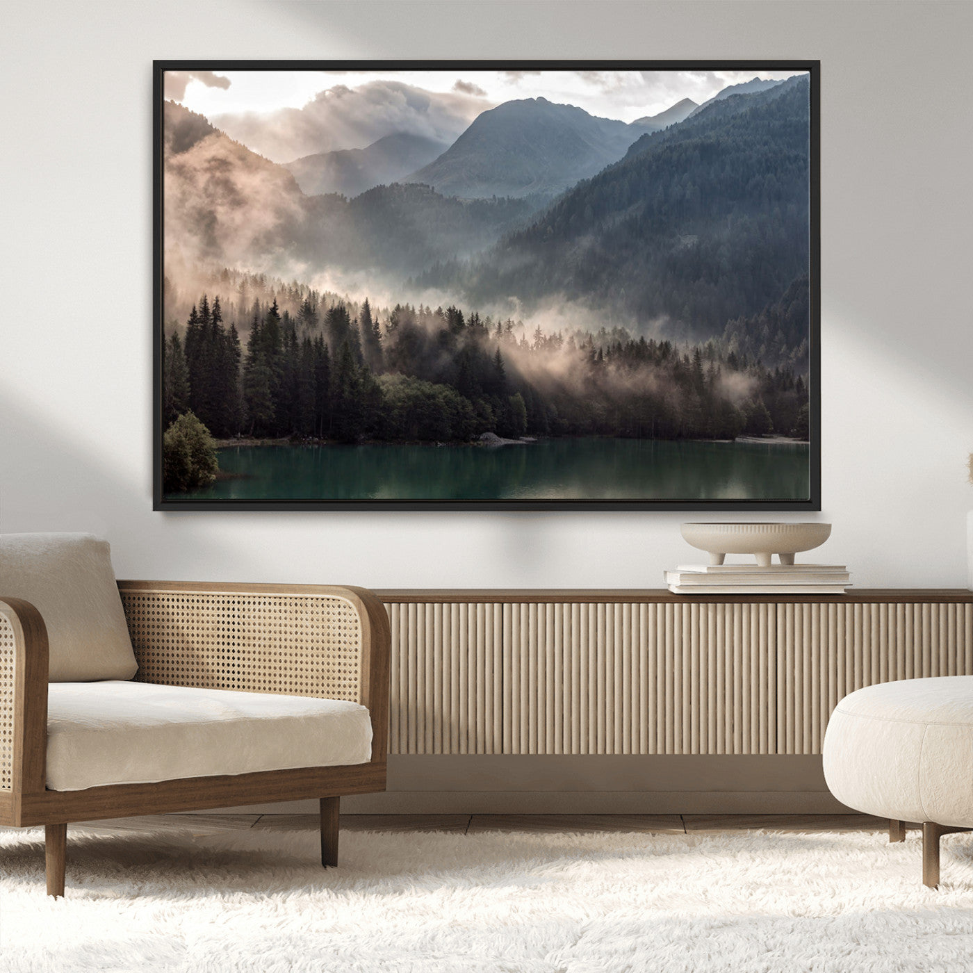 MGV-FC-36X24 - Foggy Mountain Canvas Print Forest Wall Art
