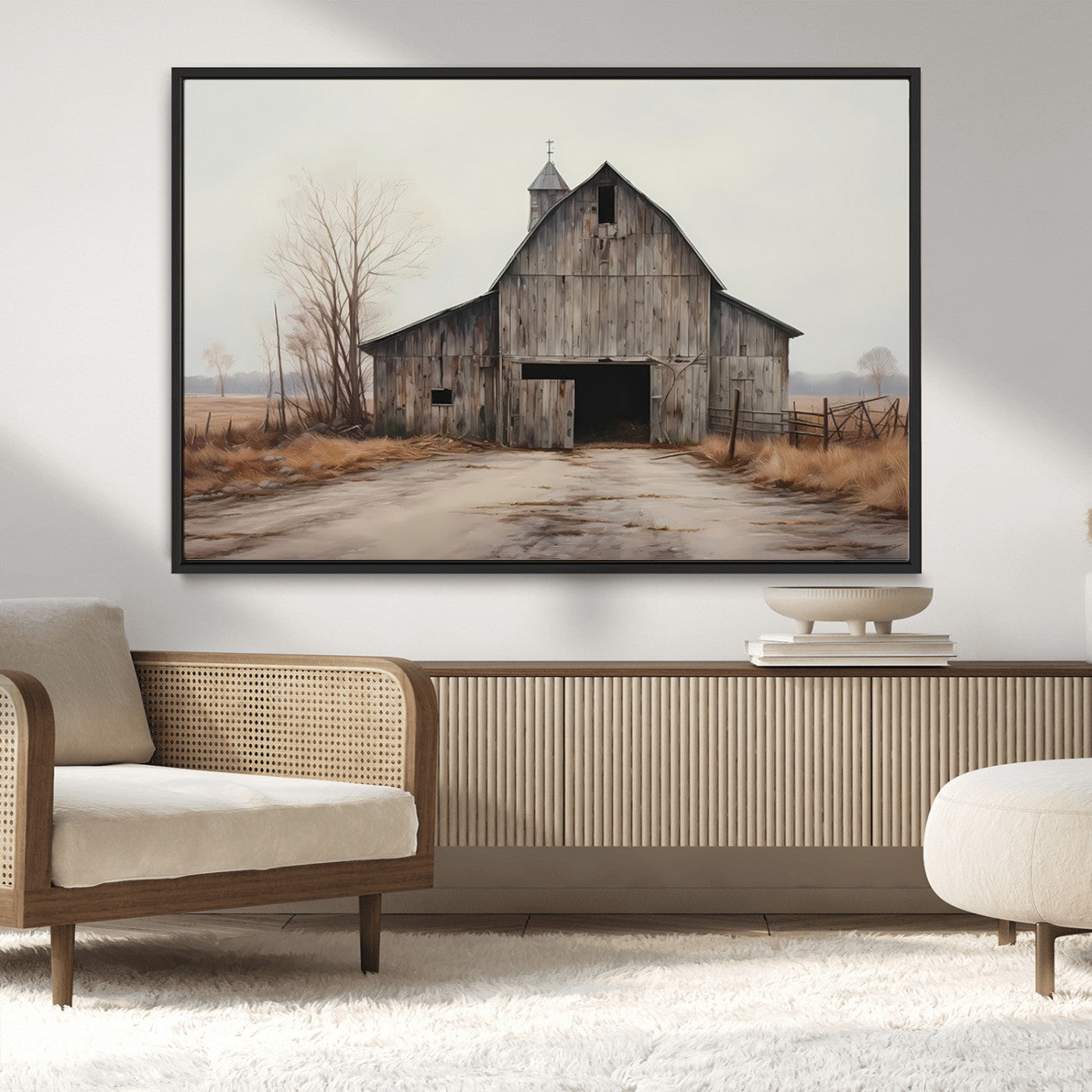 MGV-FC-36X24 - Farmhouse Rustic Barn Wall Art Canvas Print – Framed and Ready to Hang – Perfect Addition to Farmhouse Wall Décor