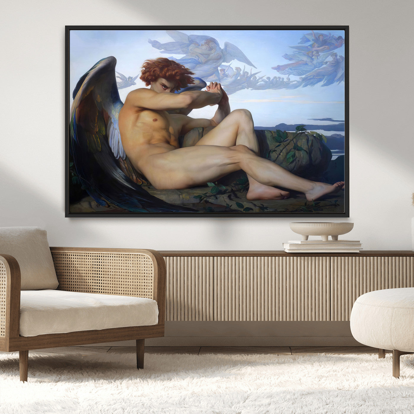-Fallen Angel Wall Art Canvas Print – Classic Art, Framed, Ready to Hang - Alexandre Cabanel