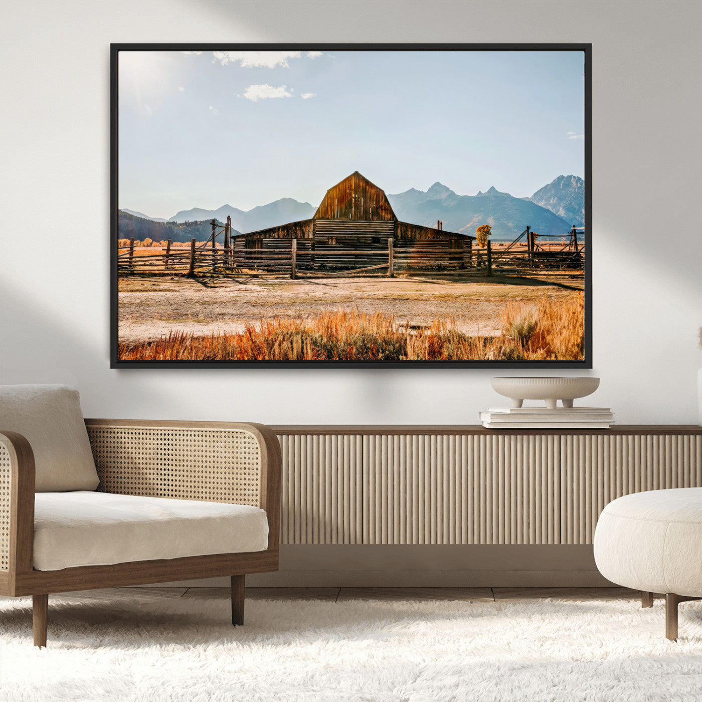MGV-FC-36X24 - Vintage Old Barn Field Wall Art Canvas Print for Farmhouse Decor - Rustic Barn Wall Art Canvas Print
