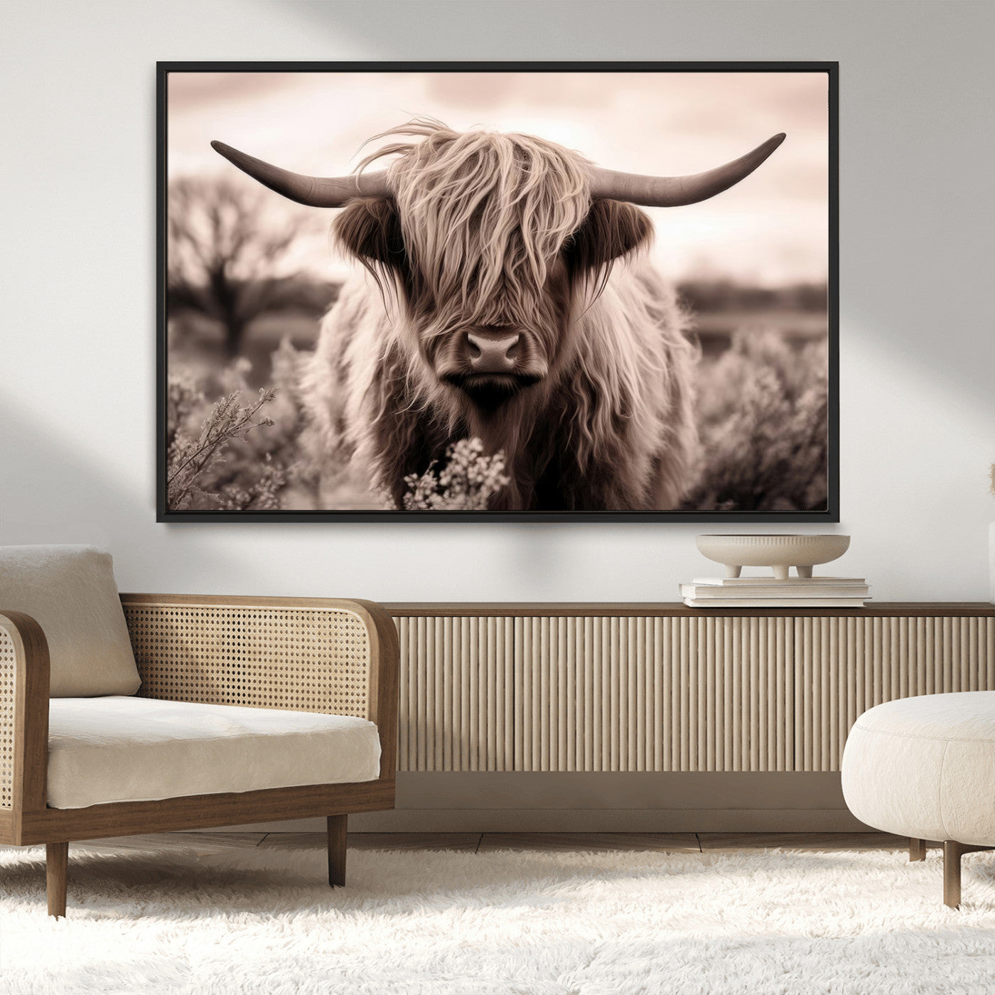 MGV-FC-36X24 - Scottish Cow Longhorn Wall Art Canvas Print