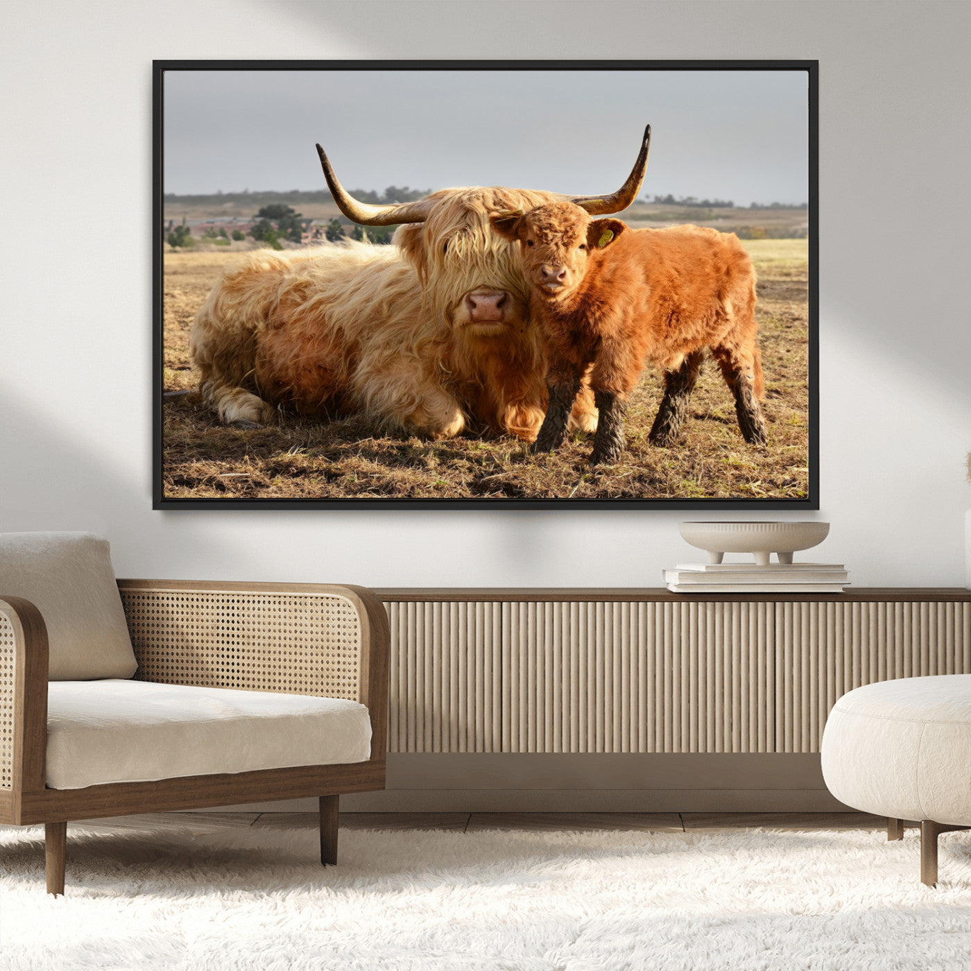 MGV-FC-36X24 - Highland Cow Canvas Wall Art Animal Print for Farm House Decor