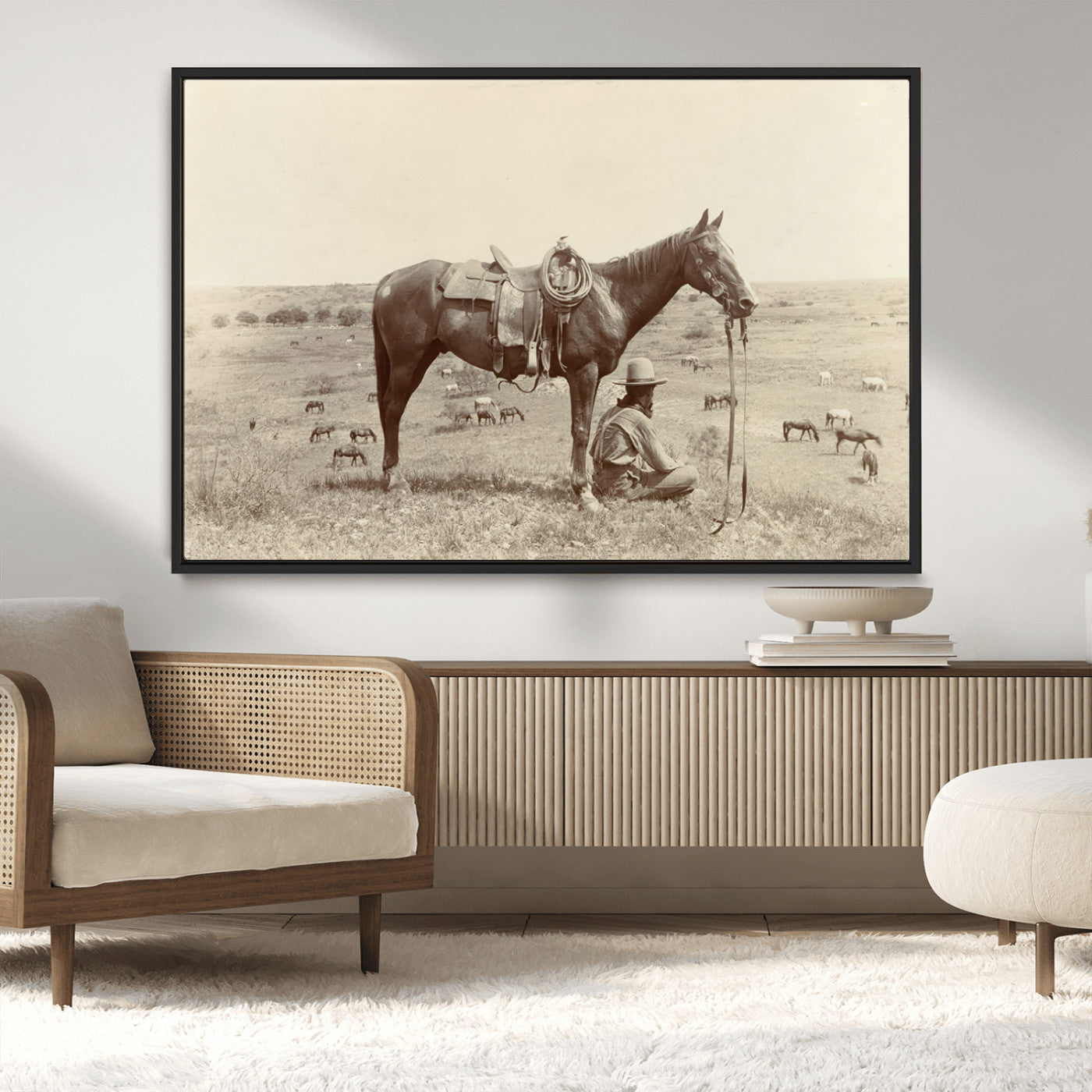 MGV-FC-36X24 - Cowboy Wall Art - Western Horse Canvas Print - Vintage Western Wall Art Canvas Print, Ready to Hang
