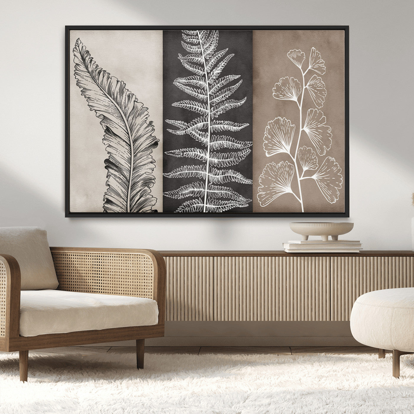MGV-FC-36X24 - Minimalist Botanical Wall Art Canvas Print, Framed and Ready to Hang - Nature Art Print for Home