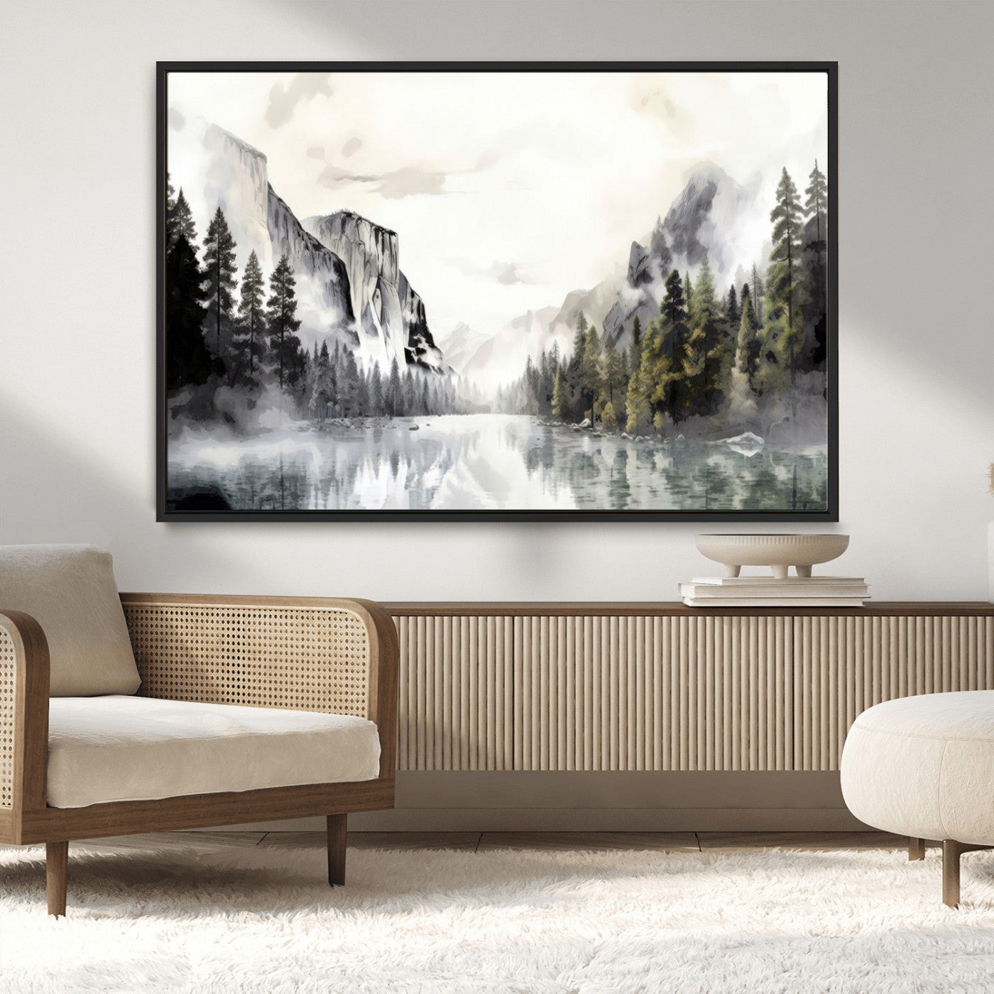 MGV-FC-36X24 - Yosemite Valley Wall Art Canvas Print – Framed and Ready to Hang – Majestic Nature Landscape Décor