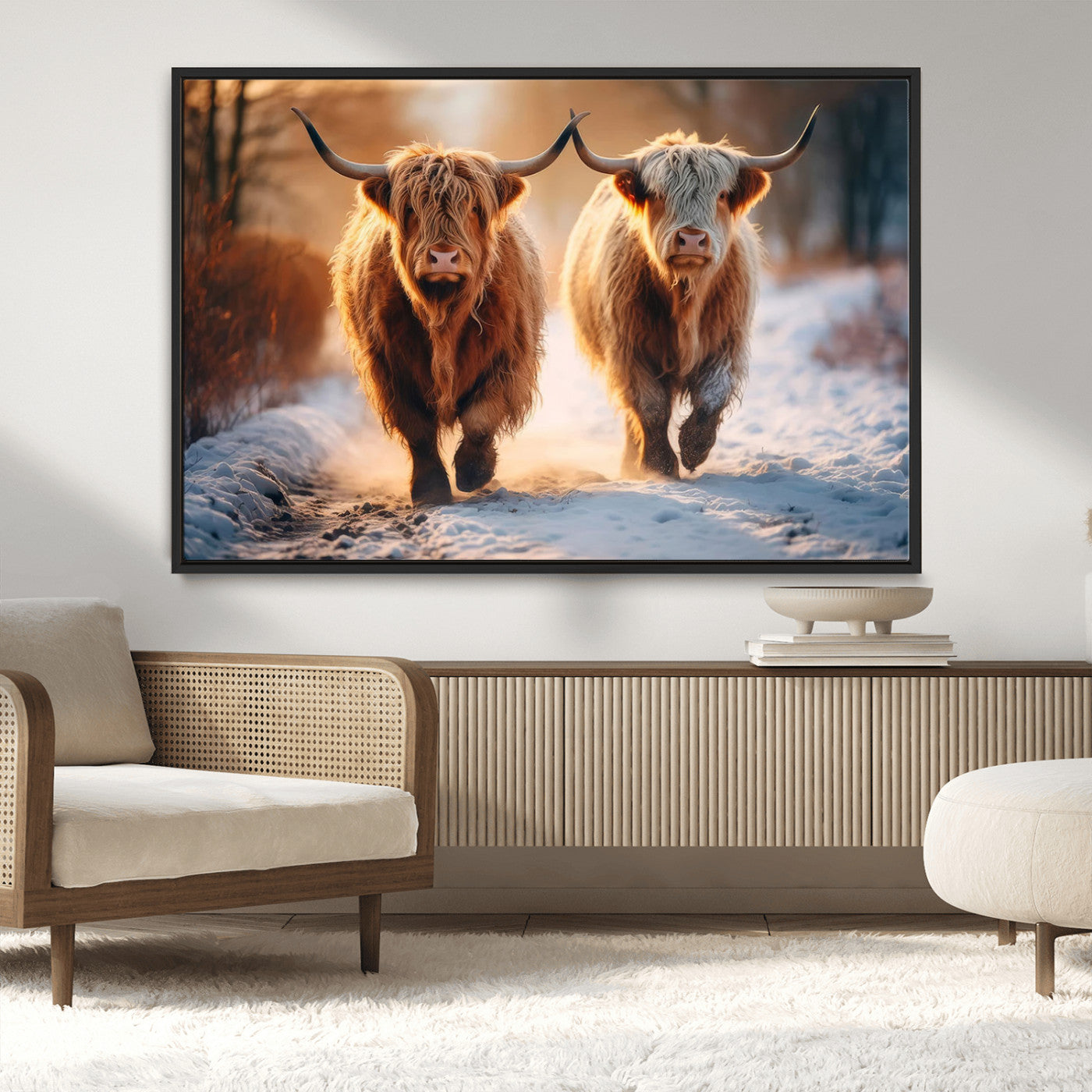 MGV-FC-36X24 - Scottish Highland Cow Horn Farm Wall Art Canvas Print