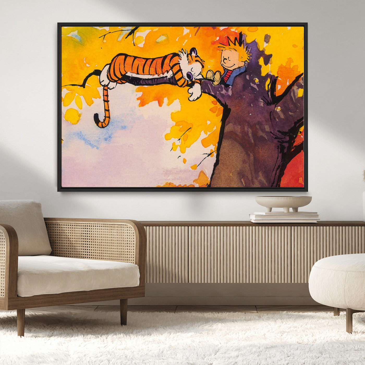 MGV-FC-36X24 - Calvin and Hobbes Tree Scene Canvas Print | 3 Panel Large Wall Art for Living Room or Kid’s Room,