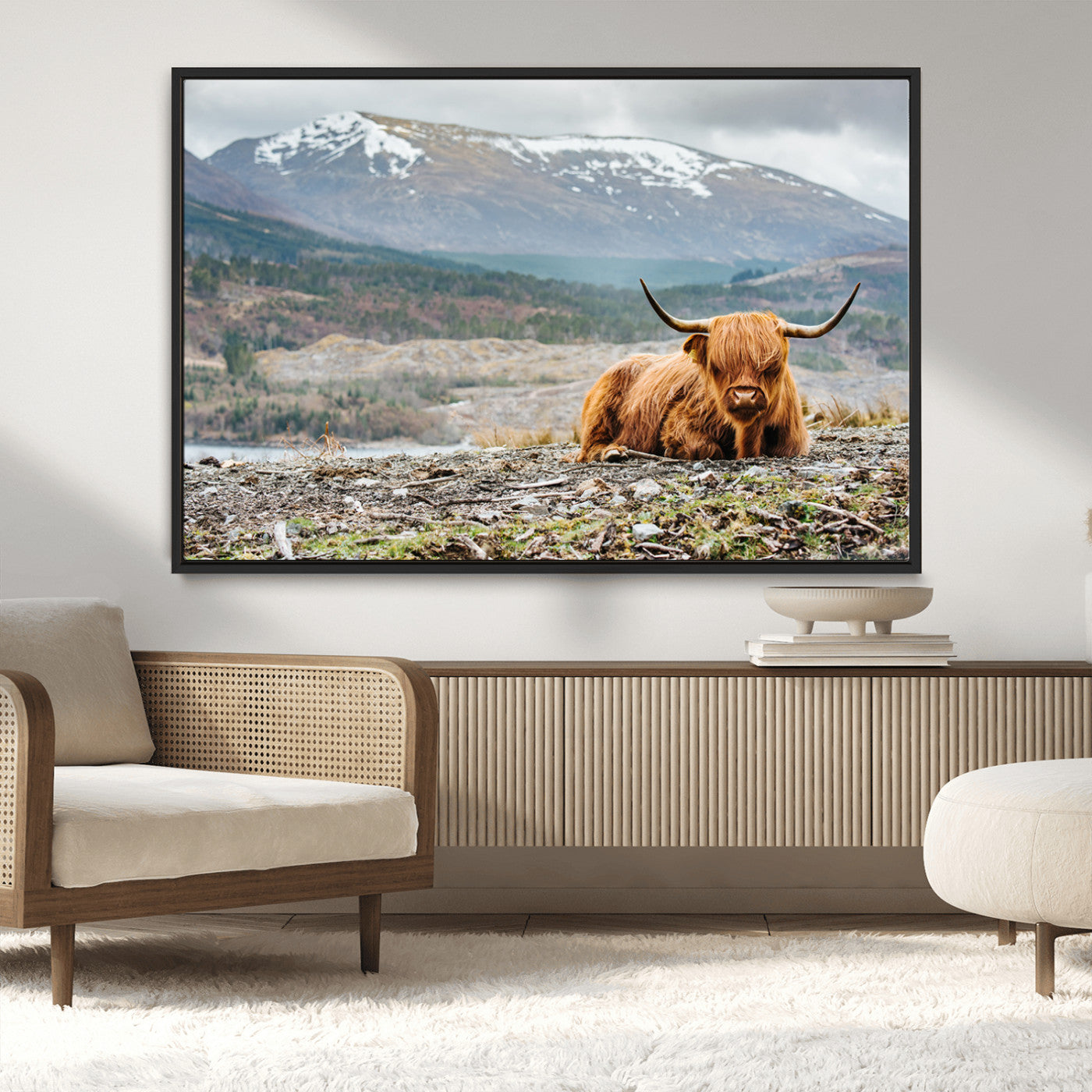 -Highland Cow Horn Farm Wall Art Canvas Print