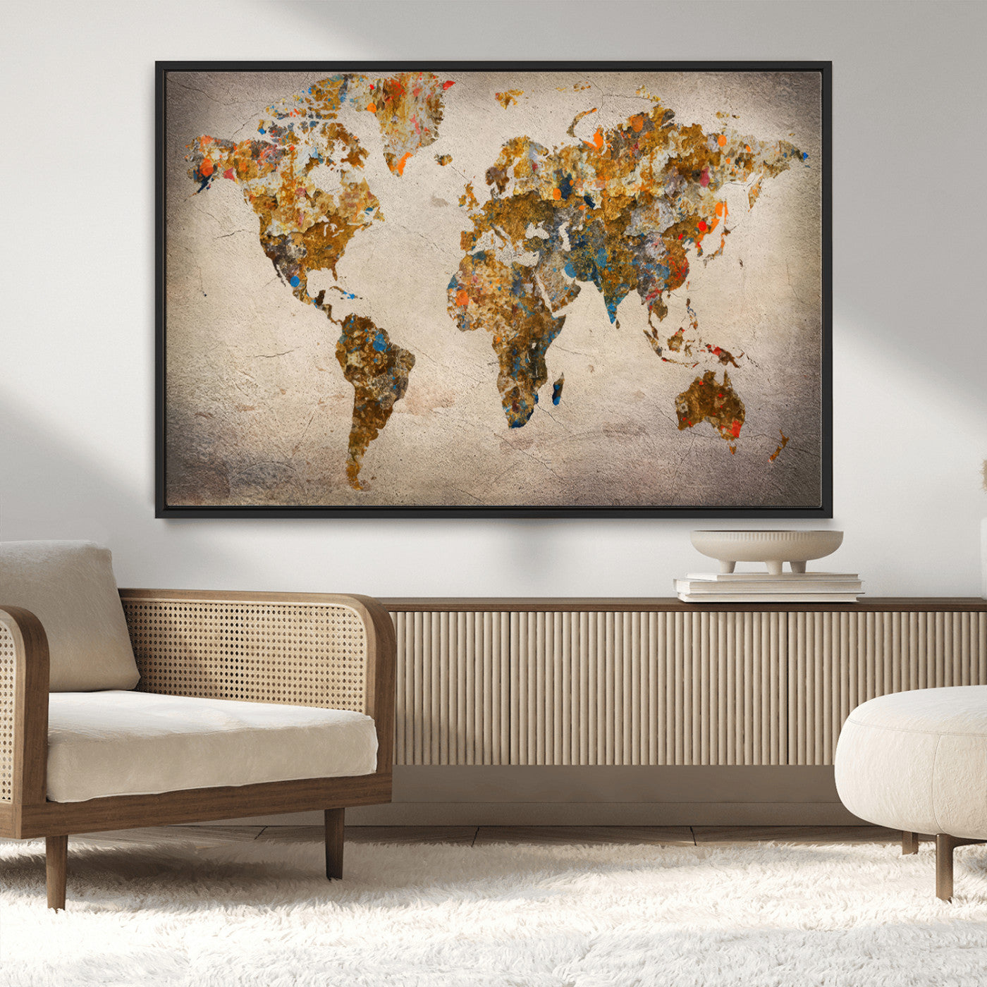 MGV-FC-36X24 - Push Pin World Map Canvas Print – Framed Wall Art for Couples to Track Their Travels – Anniversary