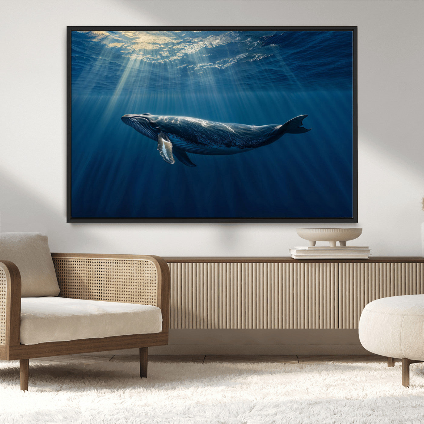 -Whale under Ocean Wall Art Canvas Print