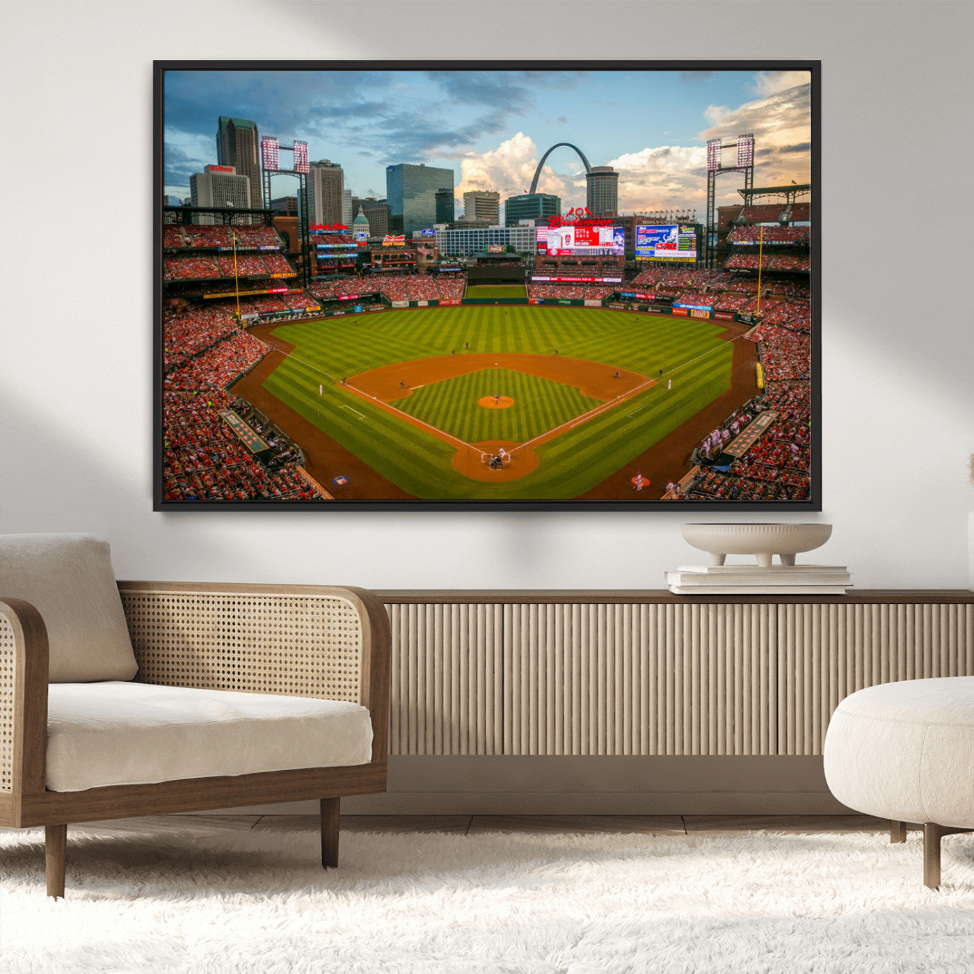 MGV-FC-36X24 - Busch Stadium Wall Art Print | St. Louis Cardinals Baseball Stadium Canvas Print | Framed Sports Decor for Living Room, Man Cave Decor