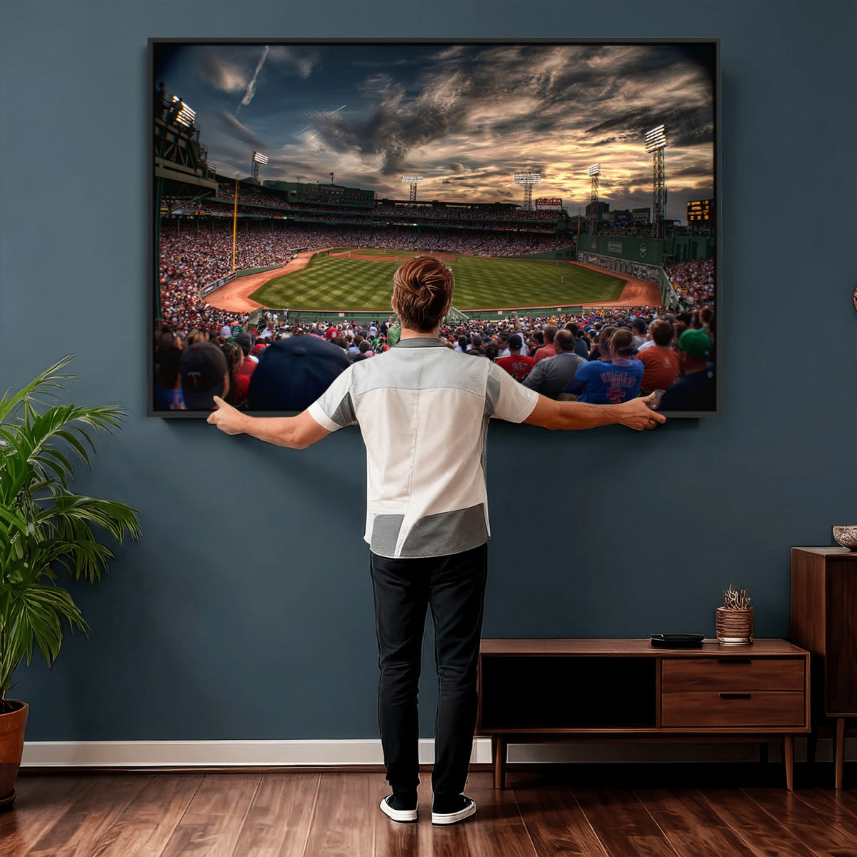 53432-MGV-CV-36X24 - Boston Red Sox Baseball Team Print, Massachusetts Fenway Park Stadium Wall Art Canvas Print