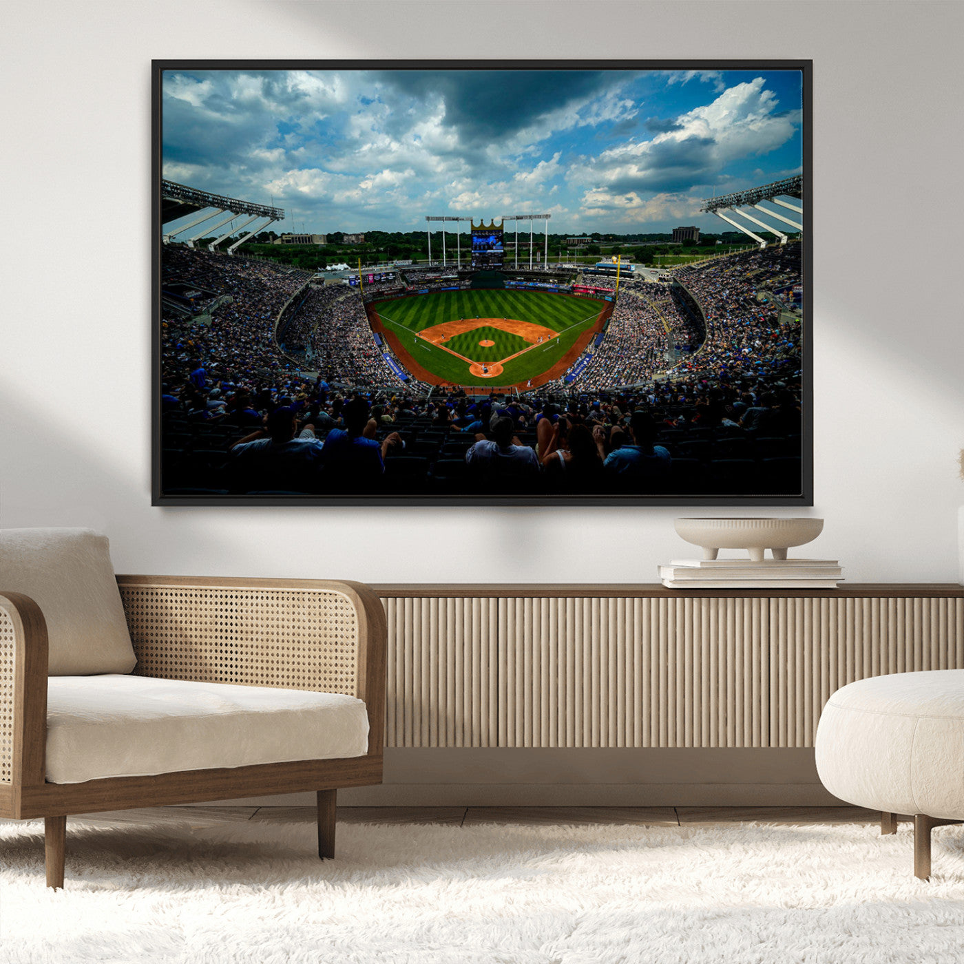 MGV-FC-36X24 - 3-Panel Kauffman Stadium Wall Art Print | Large Kansas City Royals Baseball Canvas Print for Sports