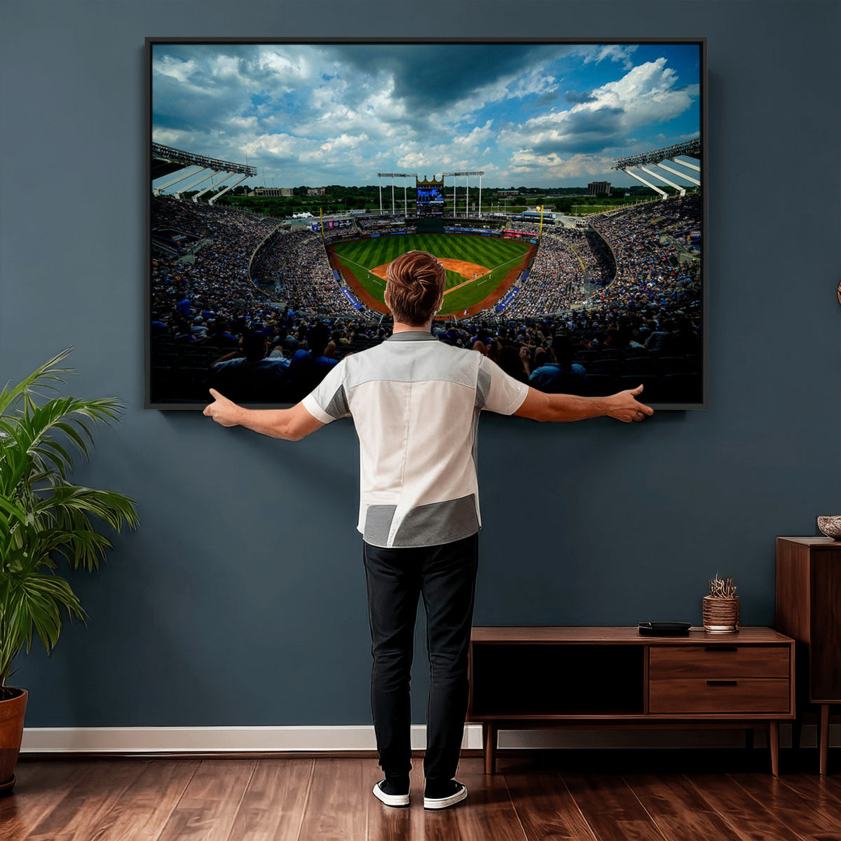 37127-MGV-CV-36X24 - 3-Panel Kauffman Stadium Wall Art Print | Large Kansas City Royals Baseball Canvas