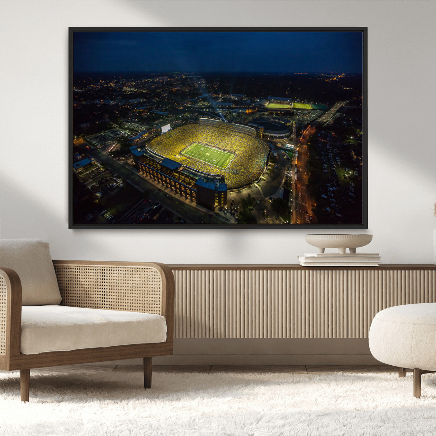 MGV-FC-36X24 - Michigan Wolverines Football Team Print - Michigan Stadium Wall Art Canvas Print
