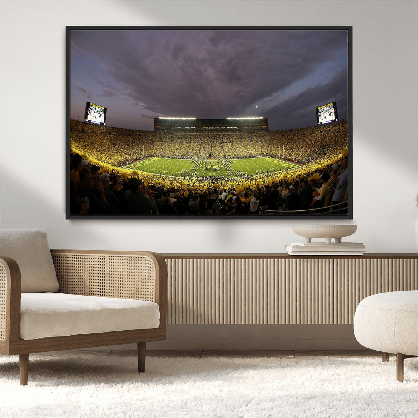 MGV-FC-36X24 - Michigan Wolverines Football Team Print - Michigan Stadium Wall Art Canvas Print