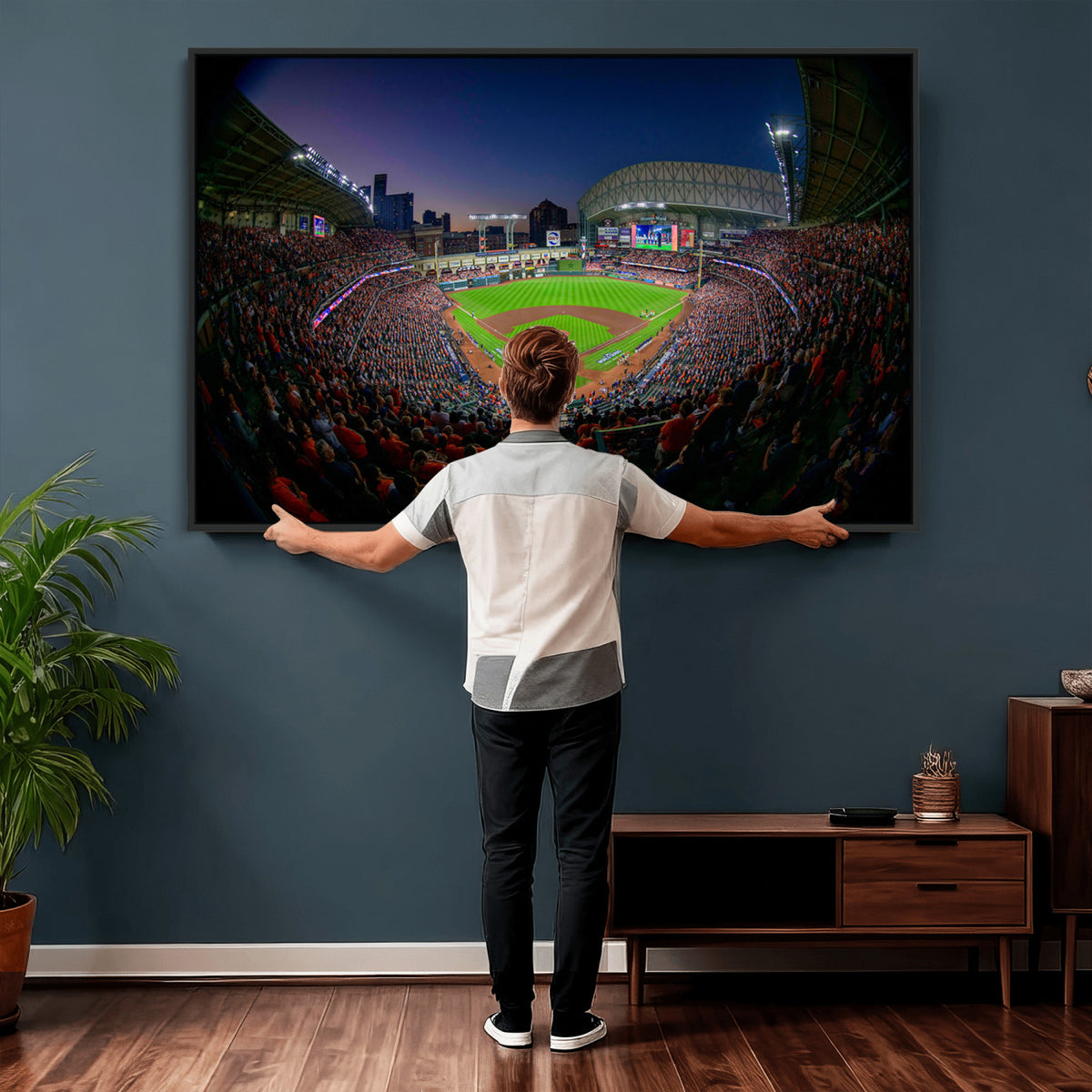 44322-MGV-CV-36X24 - Houston Astros Baseball Print Canvas, Houston Minute Maid Park Stadium Wall Art