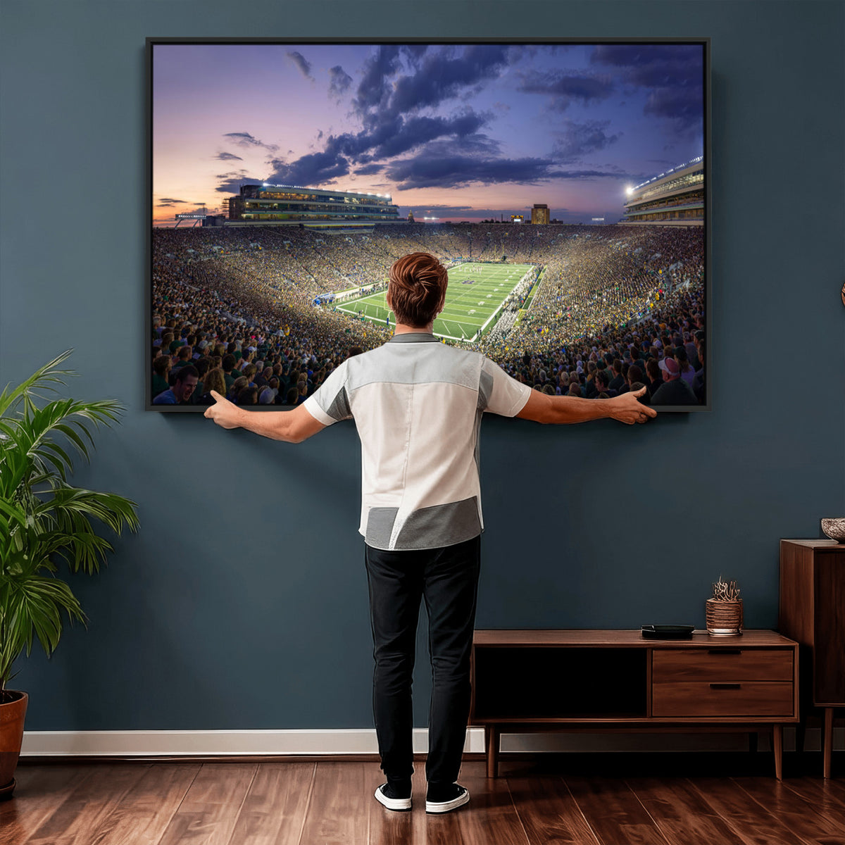 50825-MGV-CV-36X24 - Notre Dame Fighting Irish Football Team Print, Notre Dame Stadium Wall Art Canvas Print