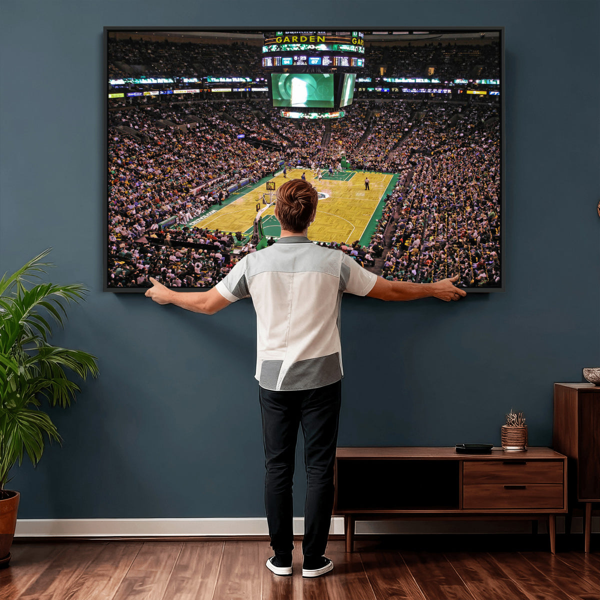 21705-MGV-CV-36X24 - TD Garden Basketball Canvas Wall Art | Boston Celtics Live Action