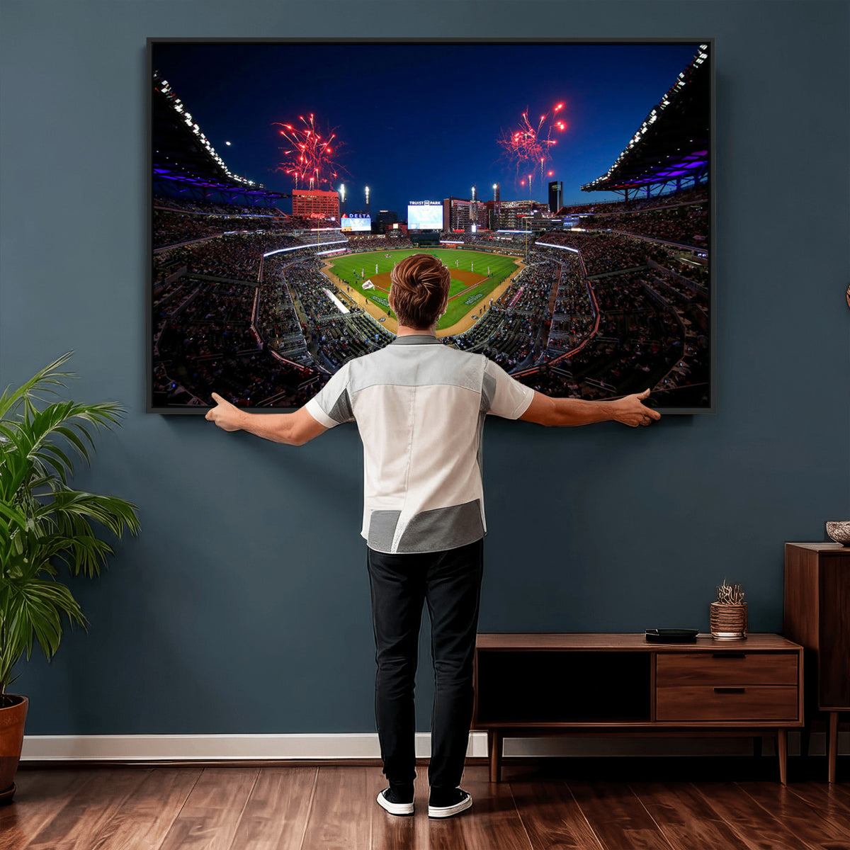 50582-MGV-CV-36X24 - Truist Park Atlanta Braves Baseball Stadium Wall Art Print | Large 3-Panel Canvas Print for Sports