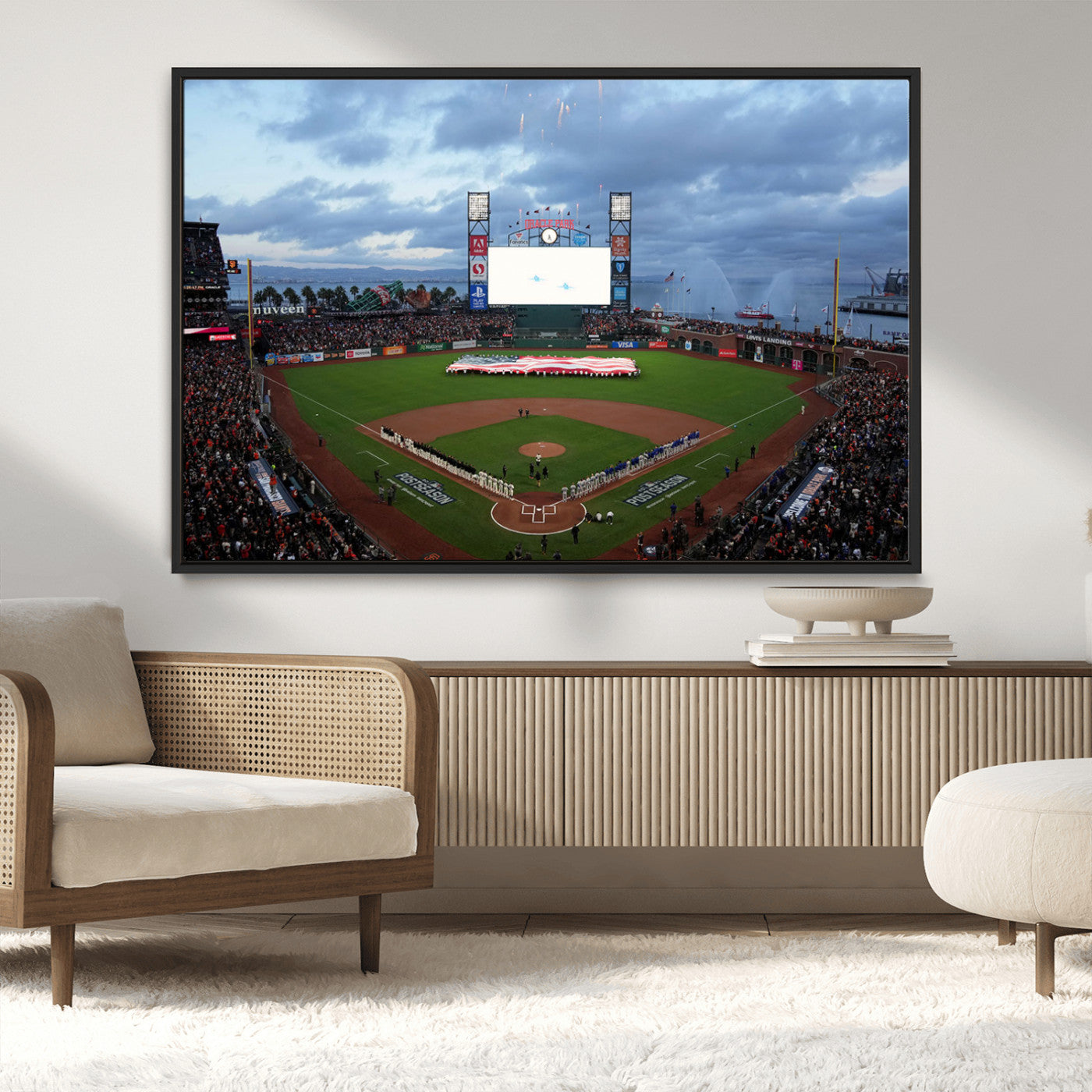 MGV-FC-36X24 - Oracle Park San Francisco Giants Wall Art | 3-Panel Canvas Print of Oracle Park Stadium | Large Framed Baseball Wall Decor | Ready-to-Hang MLB Canvas Print