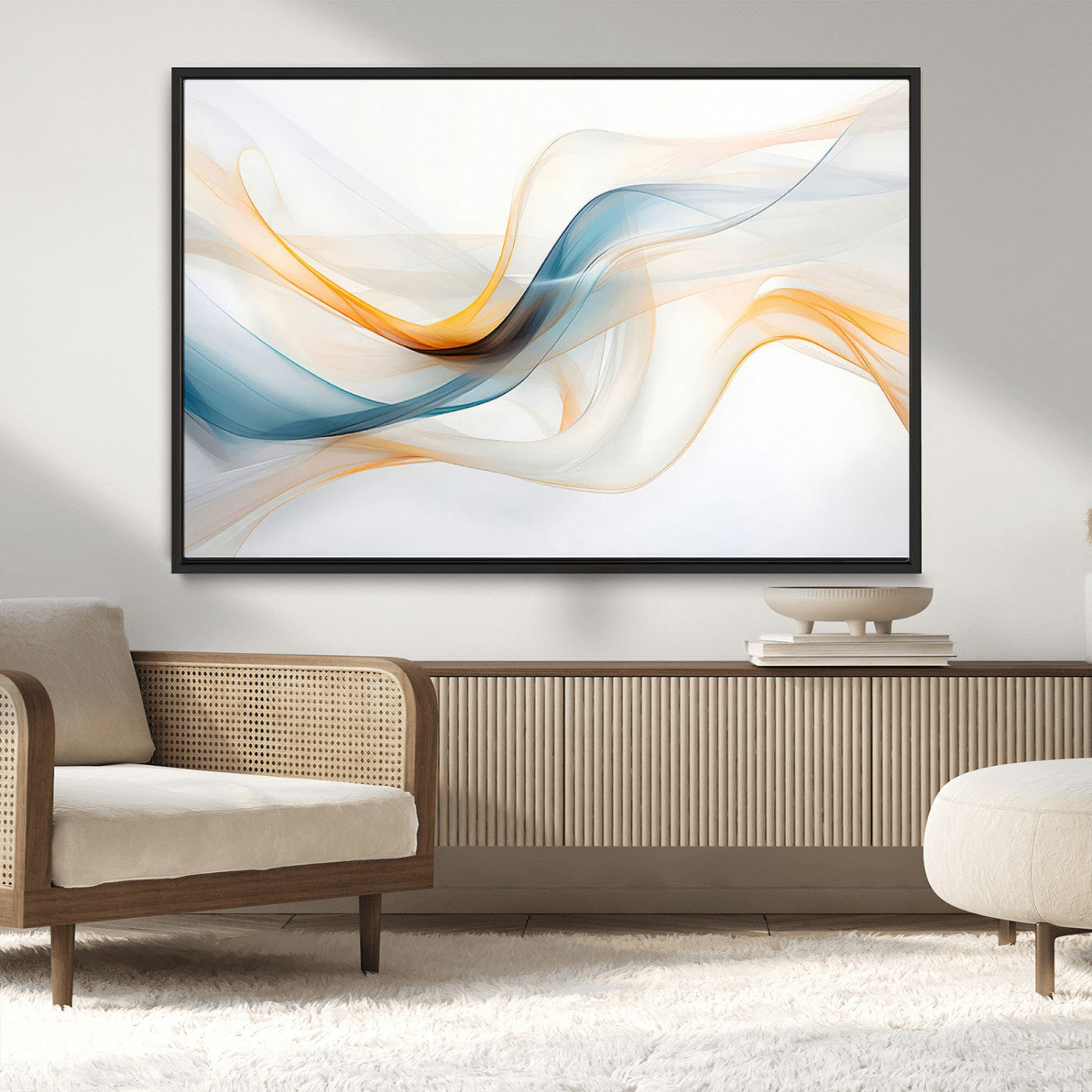 MGV-FC-36X24 - Decorative Turquoise Abstract Wave Wall Art Canvas Print