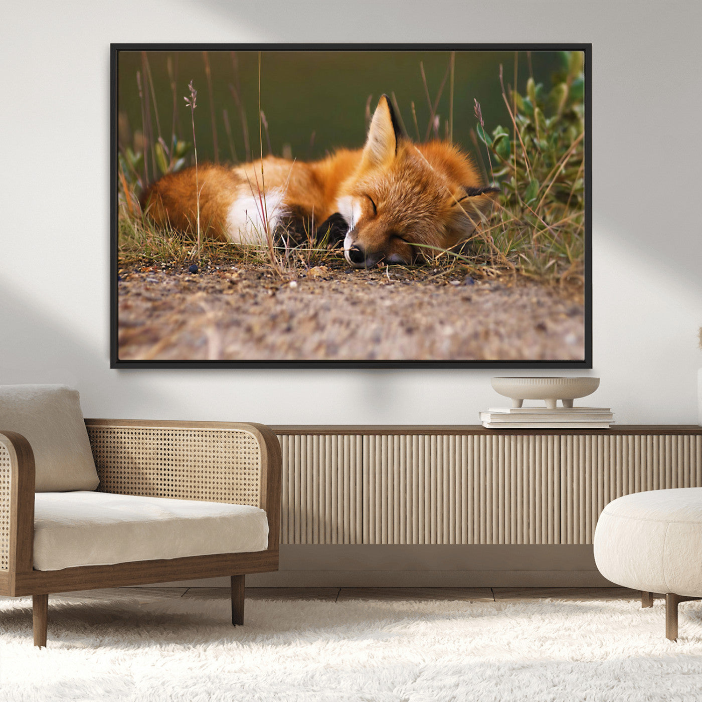 -Sleeping Fox Wall Art Canvas Print, Farmhouse Wall Decor and Animal Wall Art Print