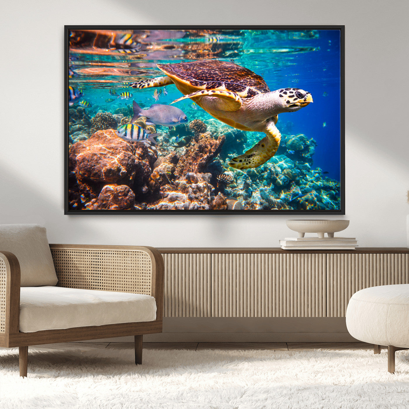 MGV-FC-36X24 - Sea Turtle Wall Art Canvas Print – Vibrant Ocean Coral Reef Décor, Ready to Hang
