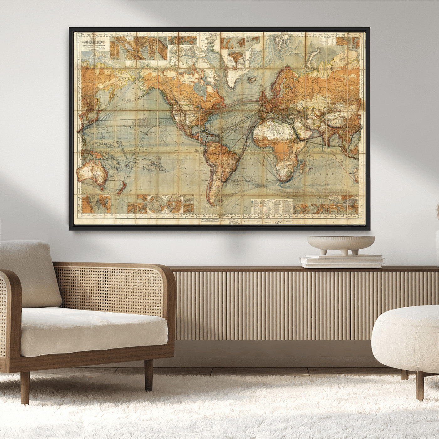 MGV-FC-36X24 - Push Pin World Map Canvas Print – Framed Wall Art for Couples to Track Their Travels – Anniversary