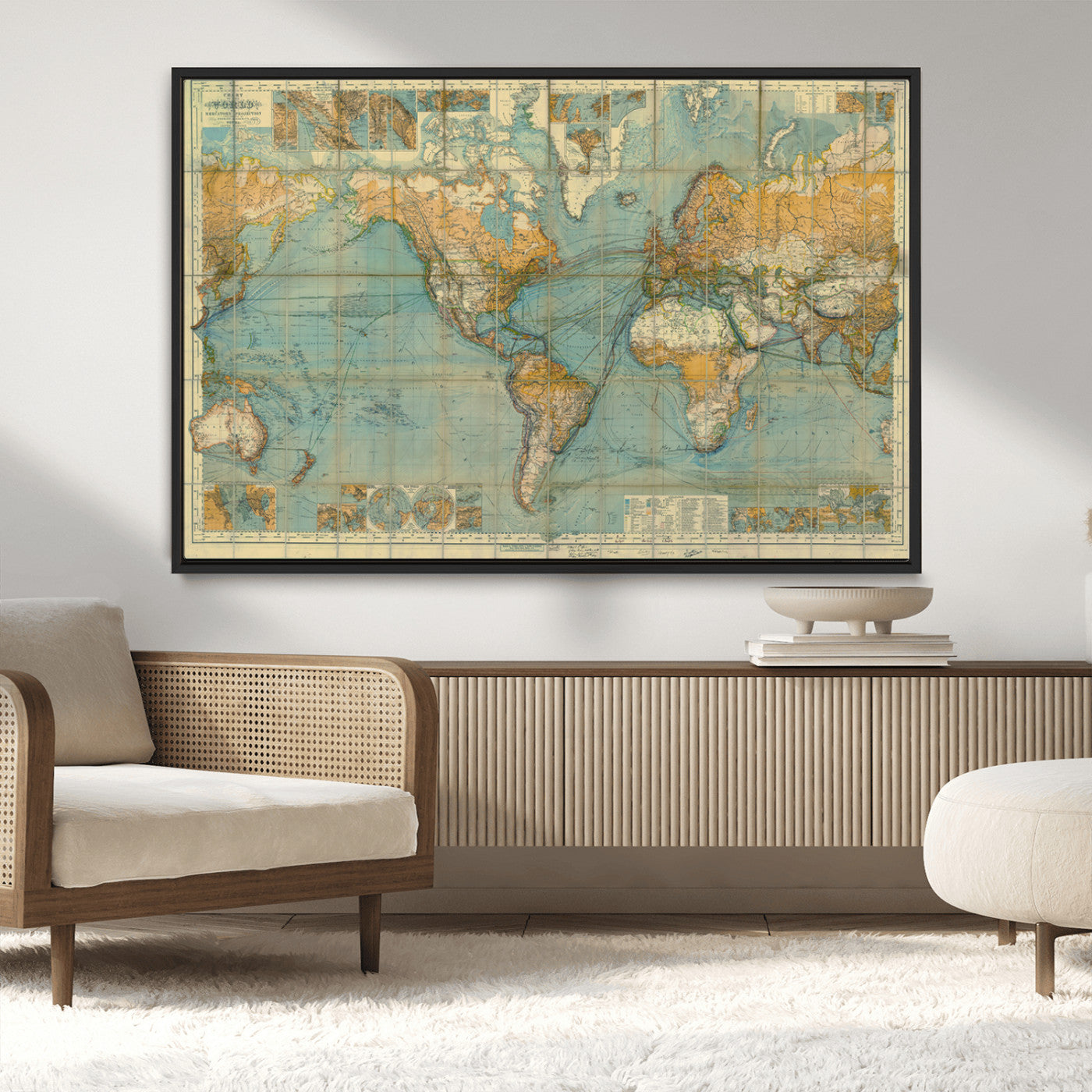 MGV-FC-36X24 - Push Pin World Map Canvas Print – Framed Wall Art for Couples to Track Their Travels – Anniversary