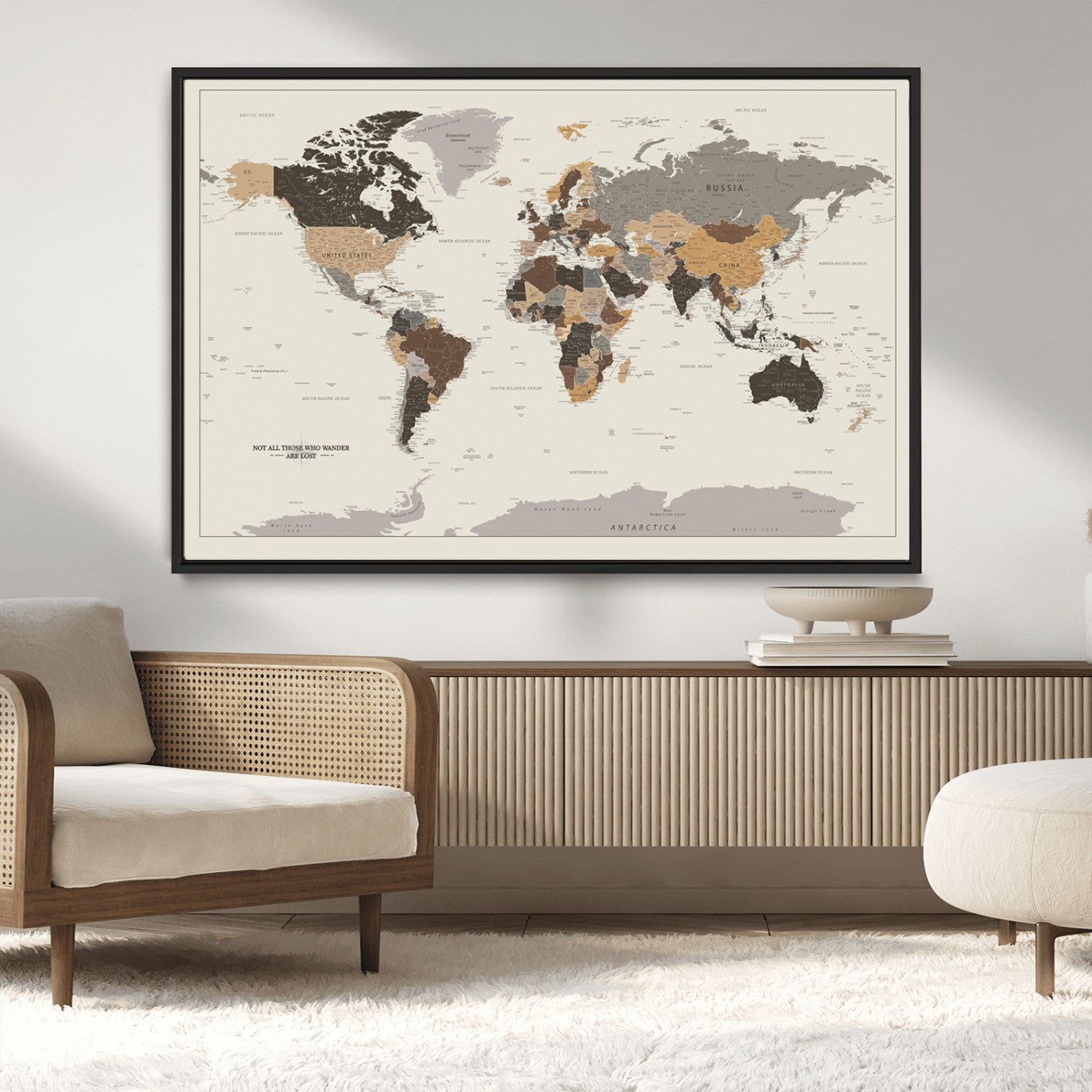 MGV-FC-36X24 - Push Pin World Map Canvas Print – Framed Wall Art for Couples to Track Their Travels – Anniversary