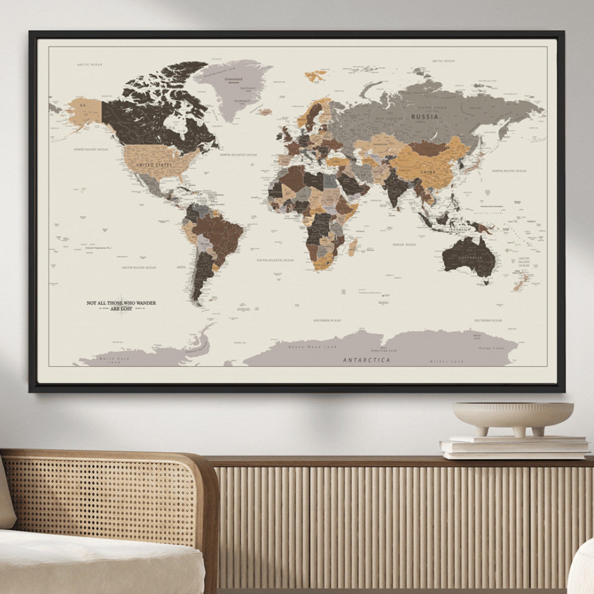 90426-MGV-CV-36X24-Push Pin World Map Canvas Print – Travel Tracker Wall Art for Couples, Perfect Anniversary Gift for Home or Office Decor