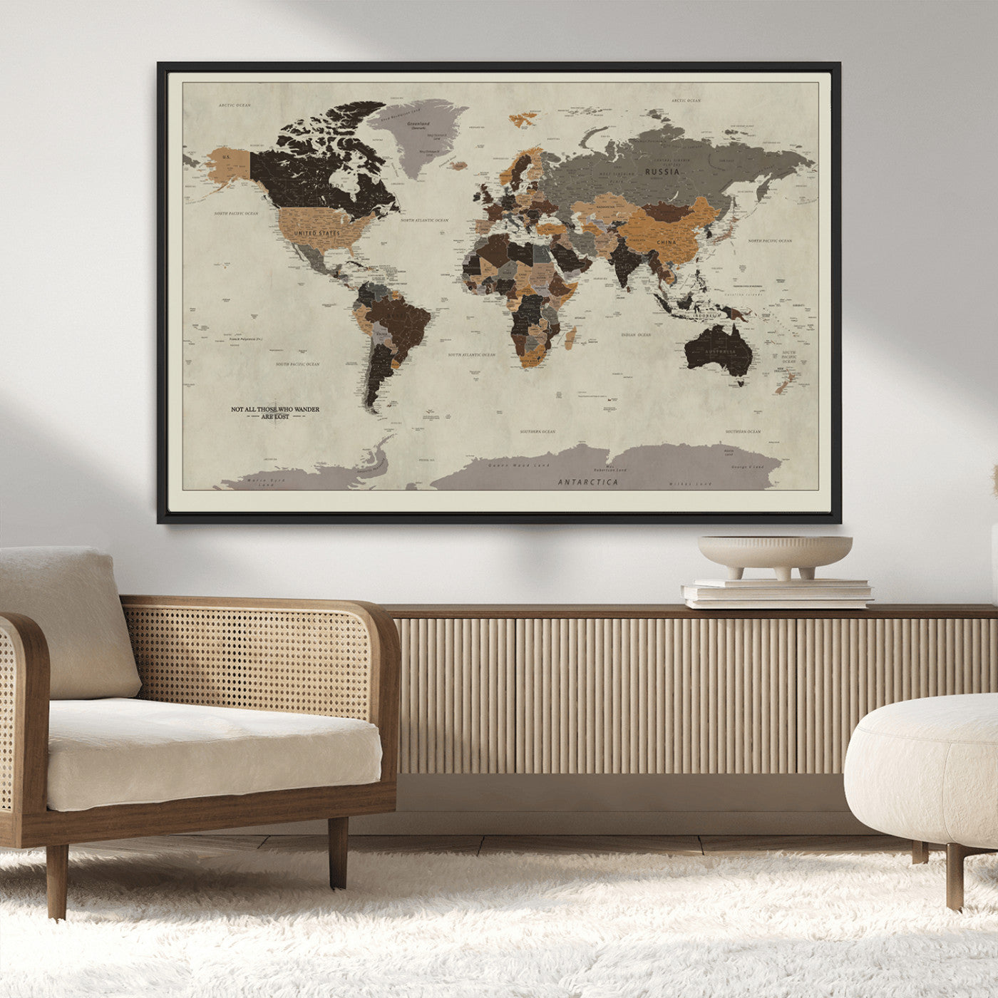 MGV-FC-36X24 - Push Pin World Map Canvas Print – Framed Wall Art for Couples to Track Their Travels – Anniversary