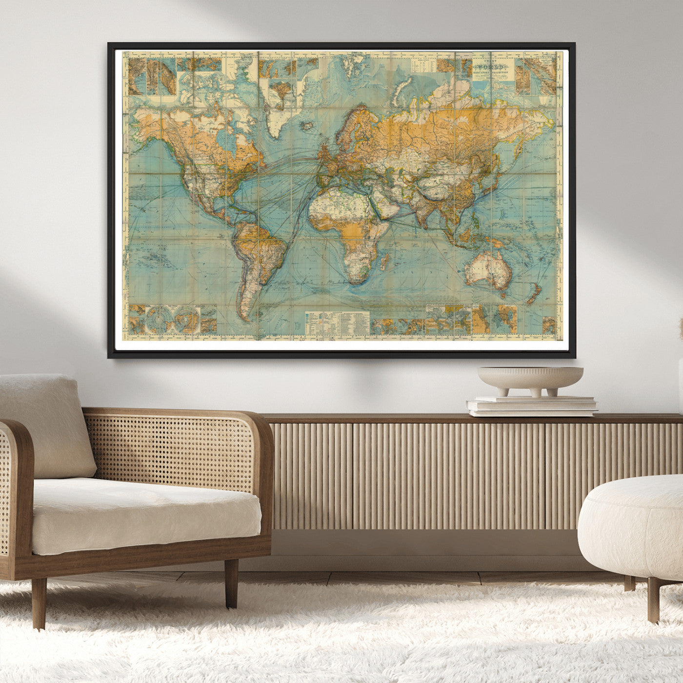 MGV-FC-36X24 - Push Pin World Map Canvas Print – Framed Wall Art for Couples to Track Their Travels – Anniversary