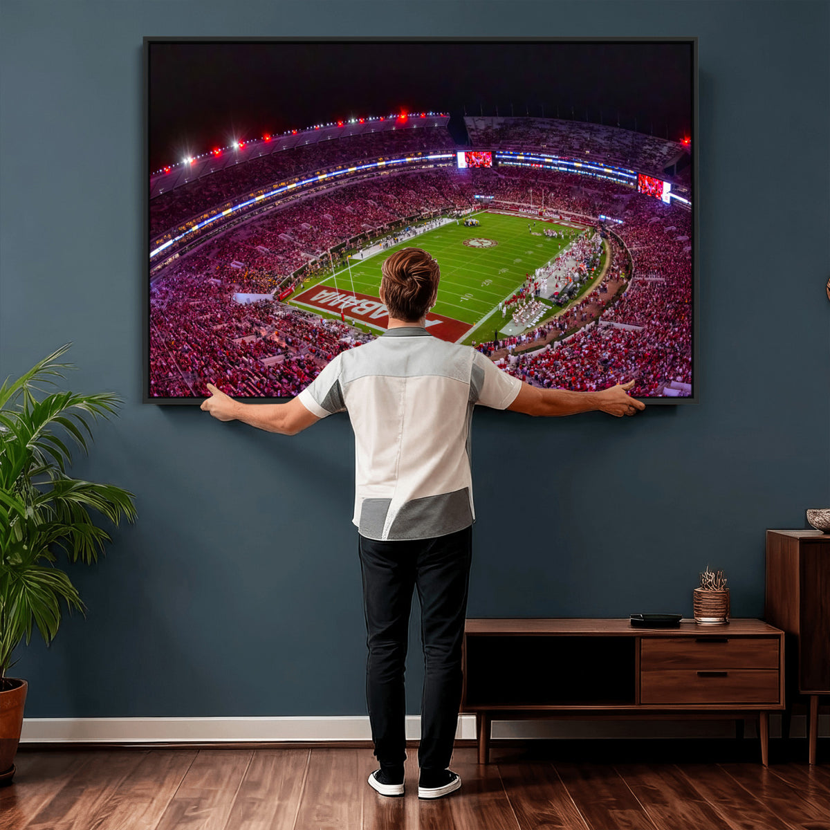 11343-MGV-CV-36X24 - Bryant-Denny Stadium Night Game Triple Canvas Wall Art | Alabama Crimson Tide Football