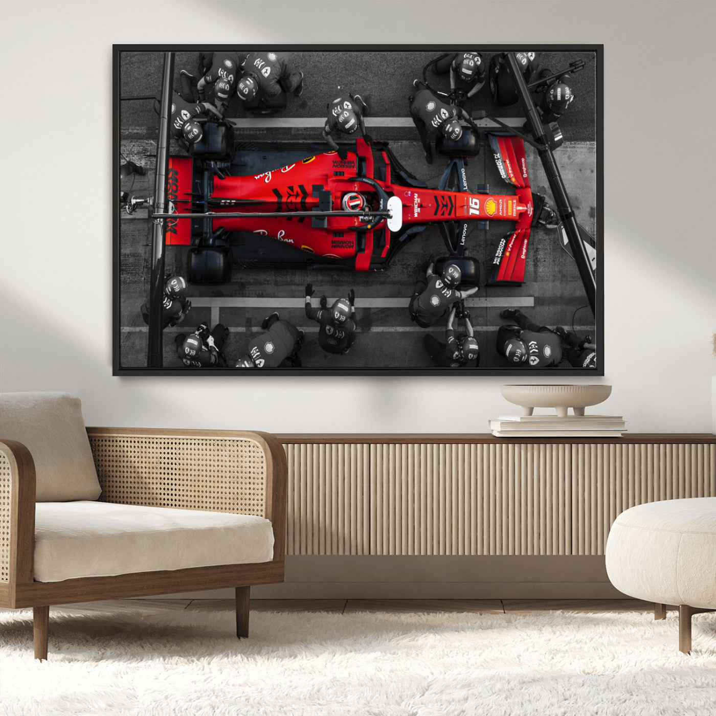 MGV-FC-36X24 - Ferrari Pit Stop Canvas Wall Art – Precision and Speed Captured in Bold Motorsport Imagery – Ready