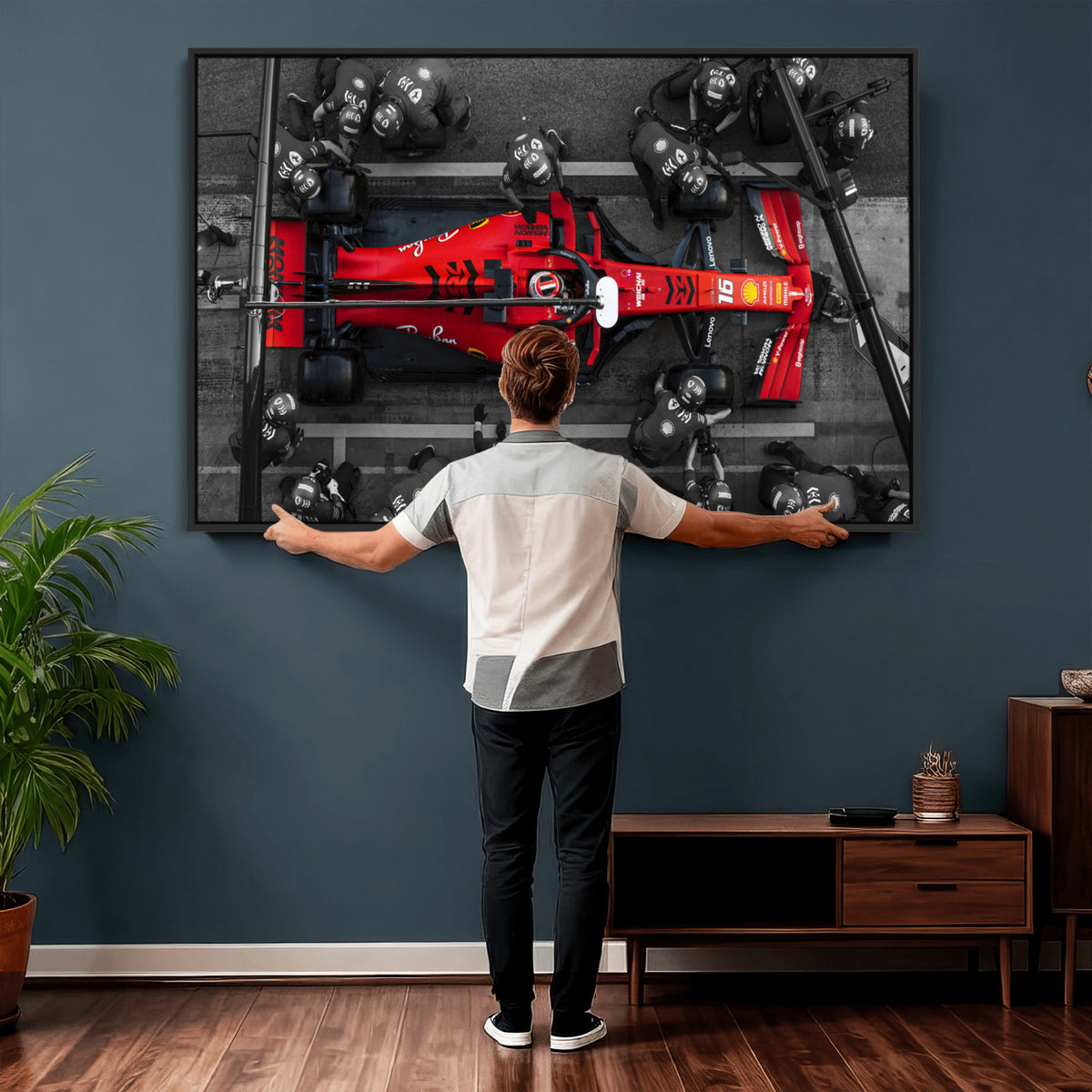 99356-MGV-CV-36X24 - Ferrari Pit Stop Canvas Wall Art | Precision and Speed