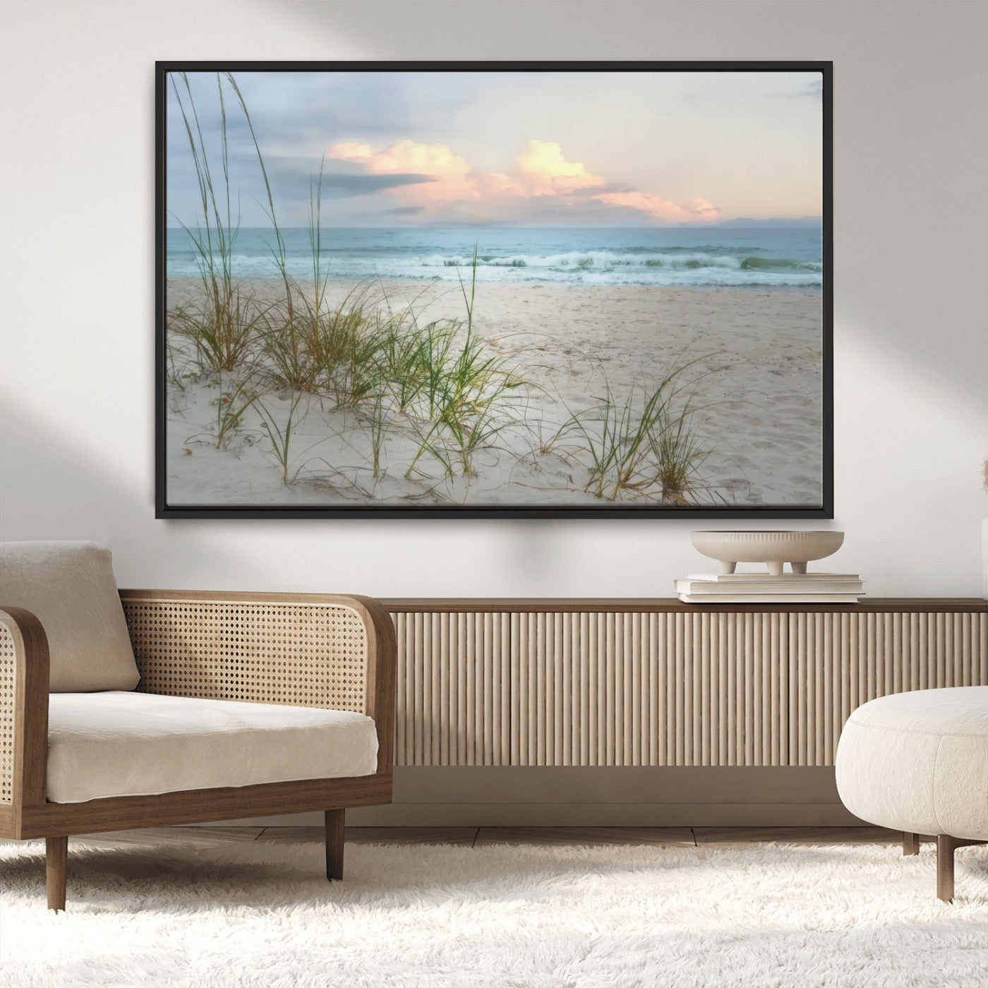 MGV-FC-36X24 - Flight Over Coastal Beach Landscape, Flight Over Coastal Beach Print Canvas Wall Art