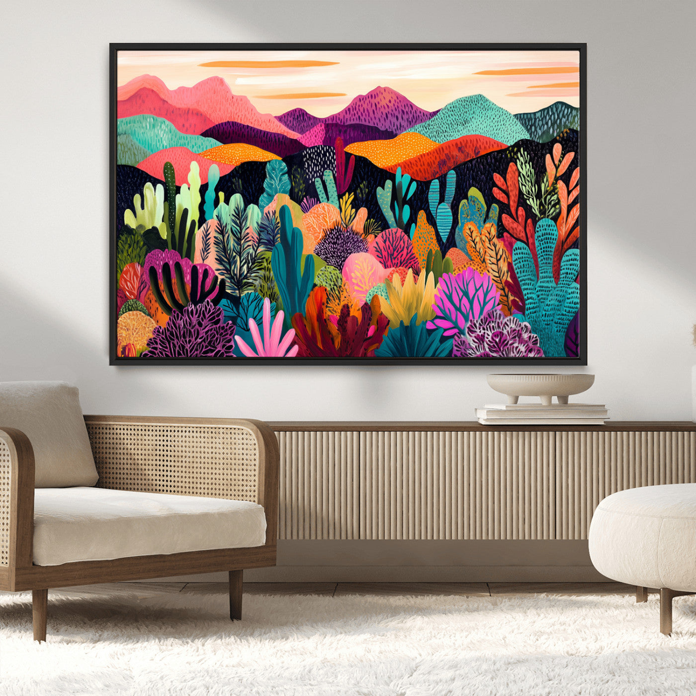 MGV-FC-36X24 - Abstract Kusama Print - Landscape Canvas Wall Art Print - Vibrant Modern Decor for Living Room,