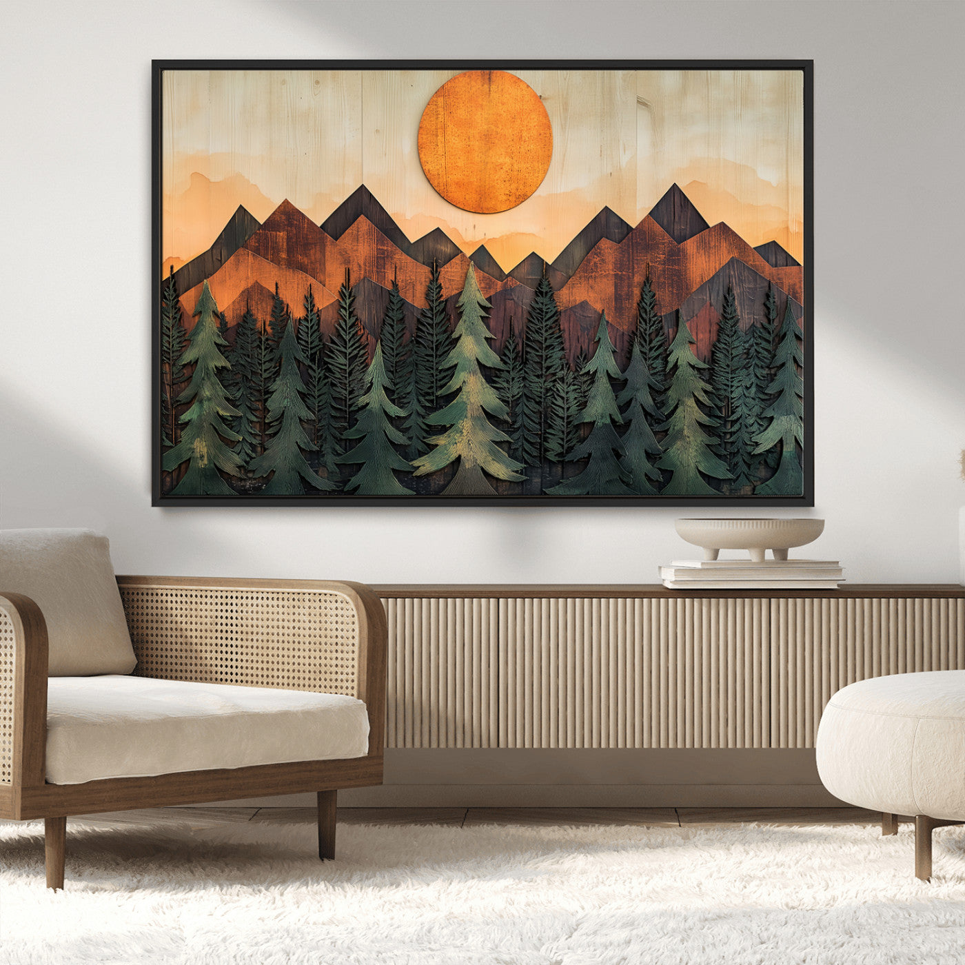 MGV-FC-36X24 - Sunset Mountain Landscape Canvas Wall Art Print - Nature Decor for Living Room, Office