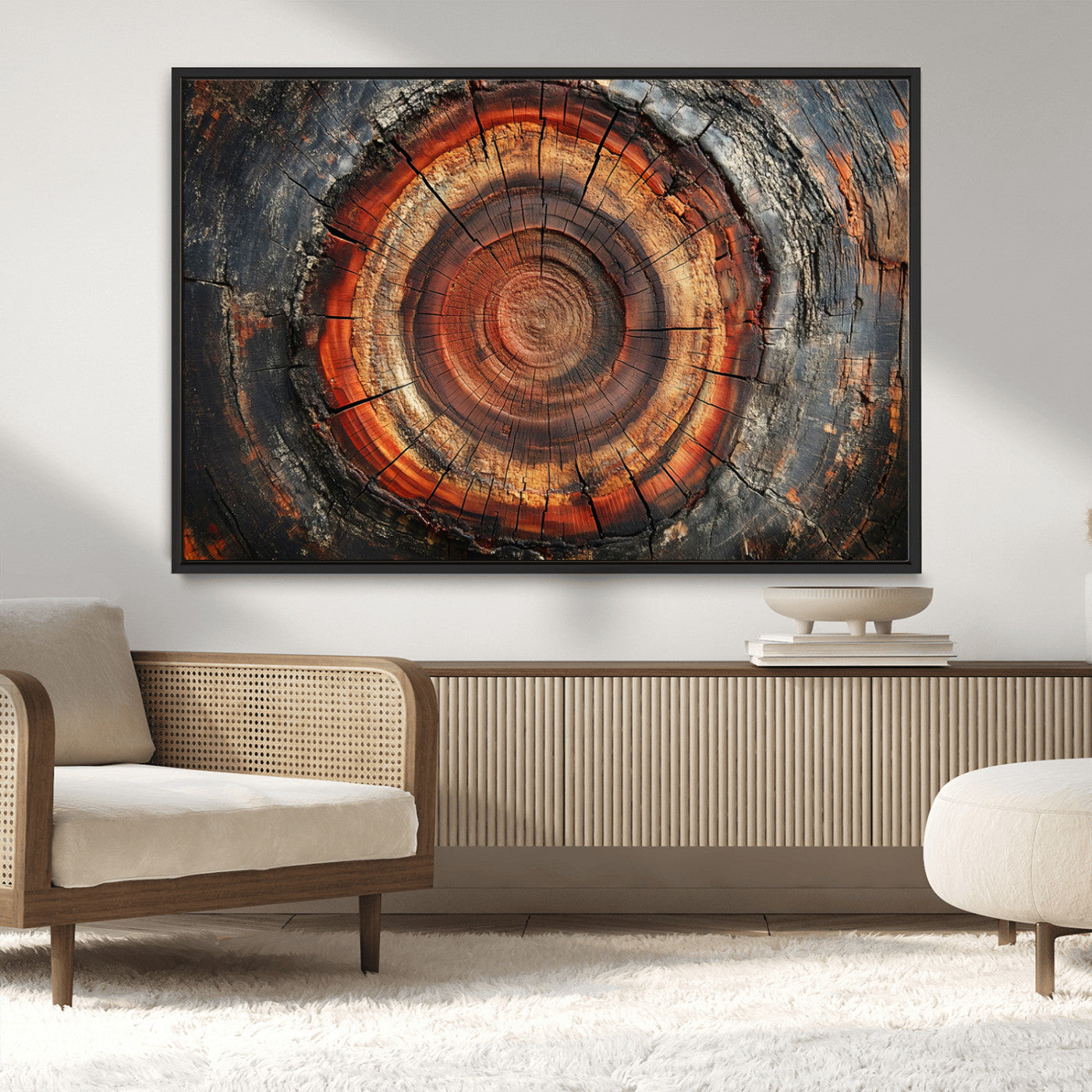 MGV-FC-36X24 - Wood Grain Canvas Wall Art - Framed Abstract Tree Ring Framed Wall Art, Wood Grain Canvas Wall