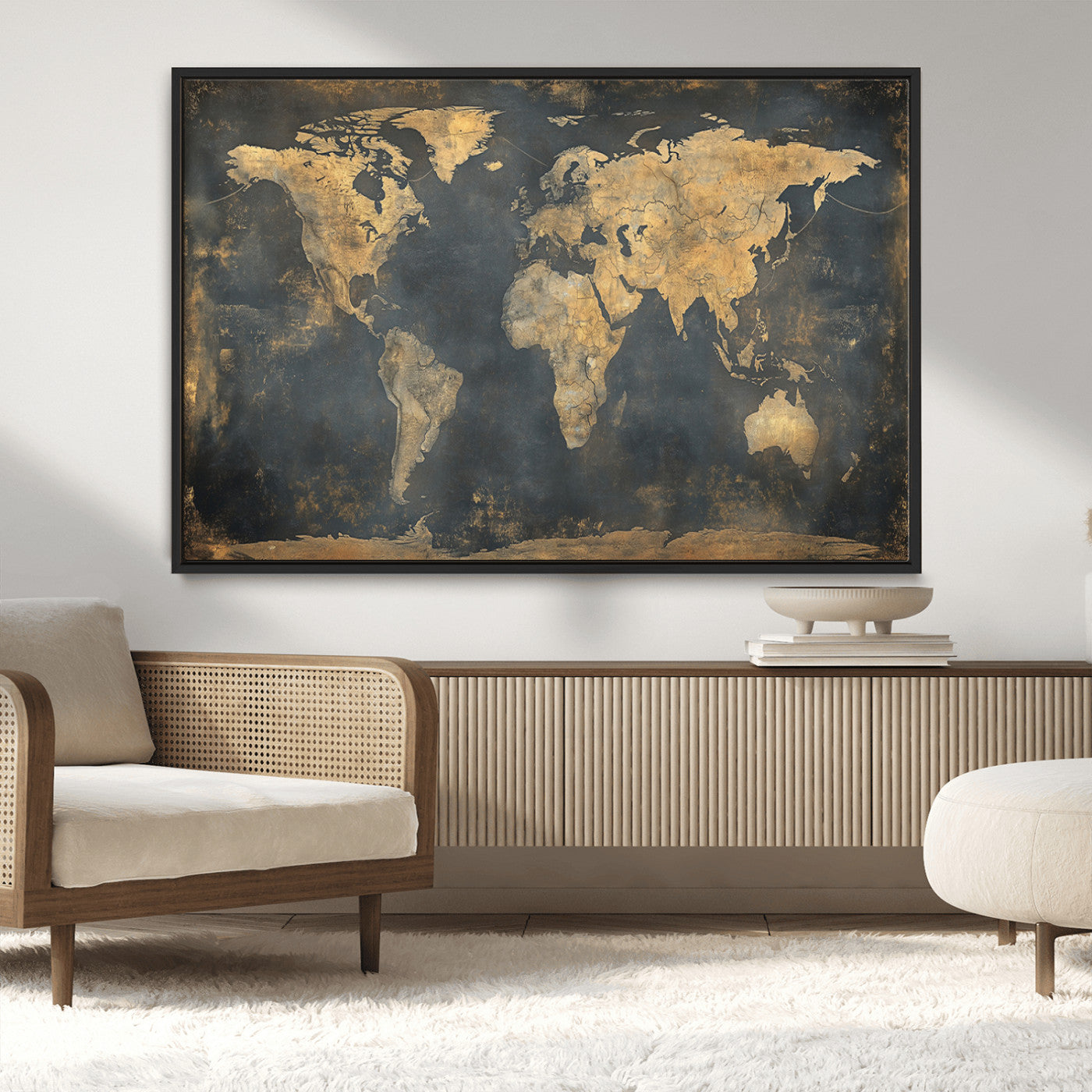 MGV-FC-36X24 - Push Pin World Map Canvas Print – Framed Wall Art for Couples to Track Their Travels – Anniversary