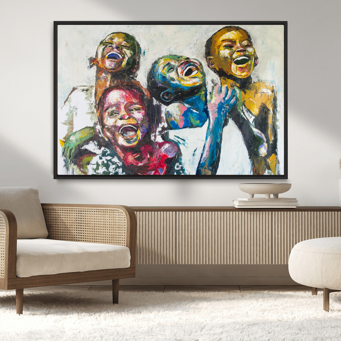 MGV-FC-36X24 - Shai Yossef Style Canvas Art - Joyful African Black Kids Impasto Painting with Vibrant Brushstrokes,