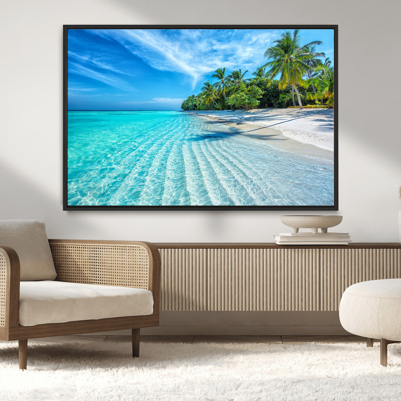 MGV-FC-36X24 - Tropical Beach Wall Art Canvas Print - Serene Ocean Landscape with Crystal Clear Turquoise Water and