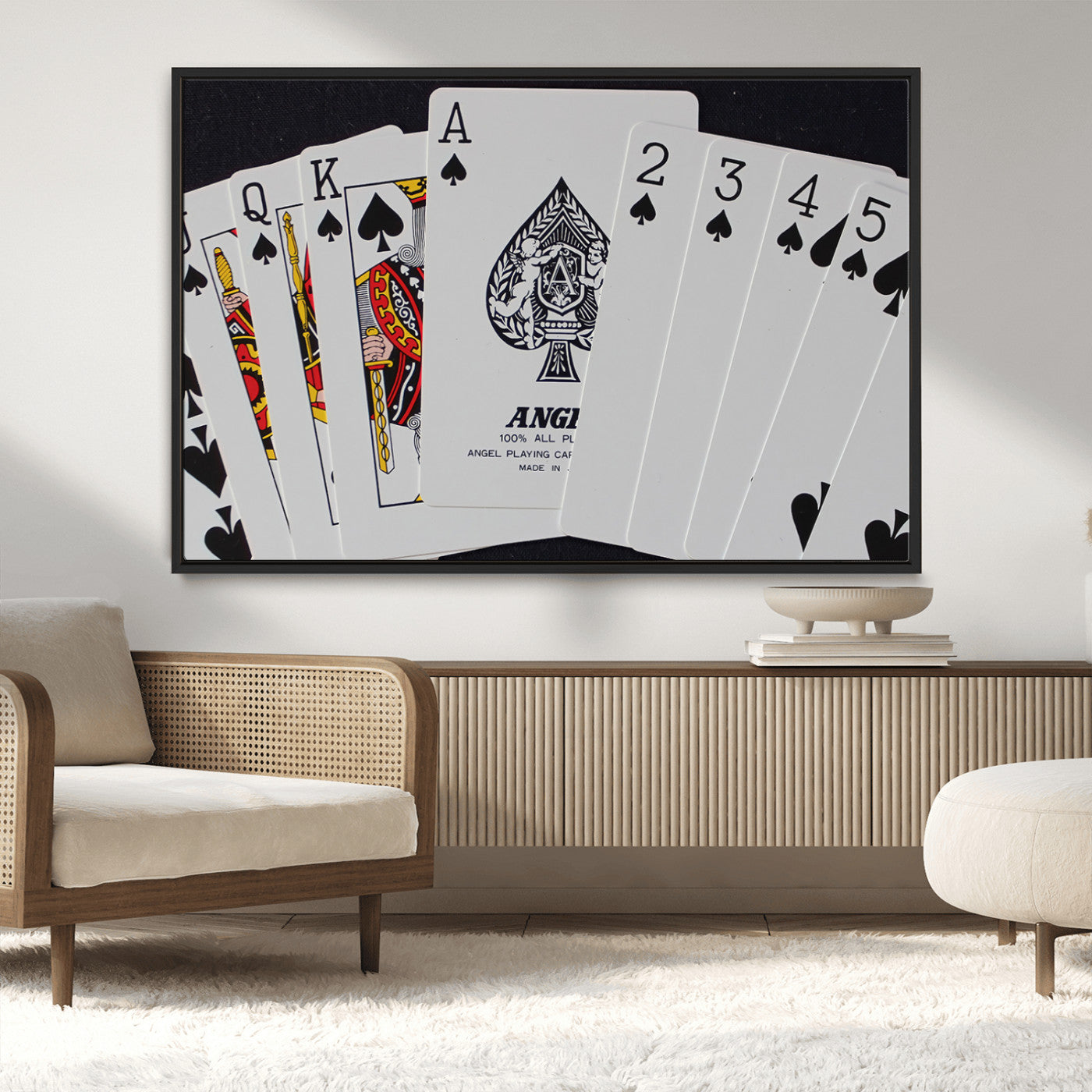 MGV-FC-36X24 - Poker Wall Art - Playing Cards Canvas Wall Art Print - Ace of Spades and Royal Flush Design, Perfect