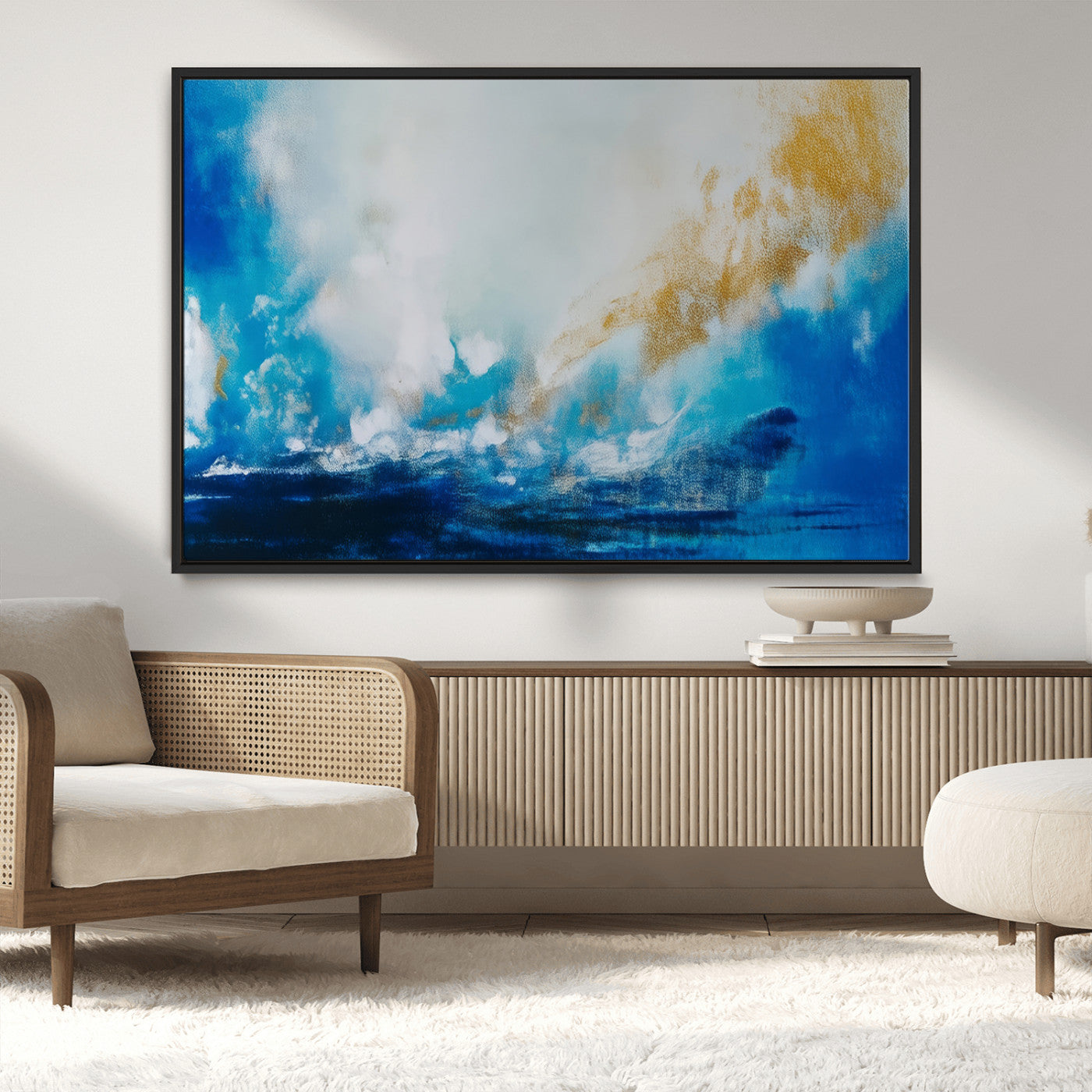 MGV-FC-36X24 - Blue Abstract Print - Dynamic Ocean-Inspired Canvas Wall Art