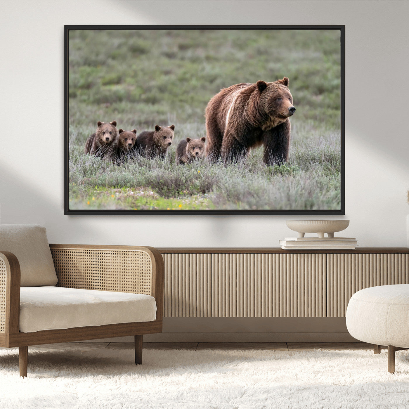 MGV-FC-36X24 - Wildlife Photography of 399 Grizzly Bear Cubs | Queen of the Tetons Canvas Wall Art Print