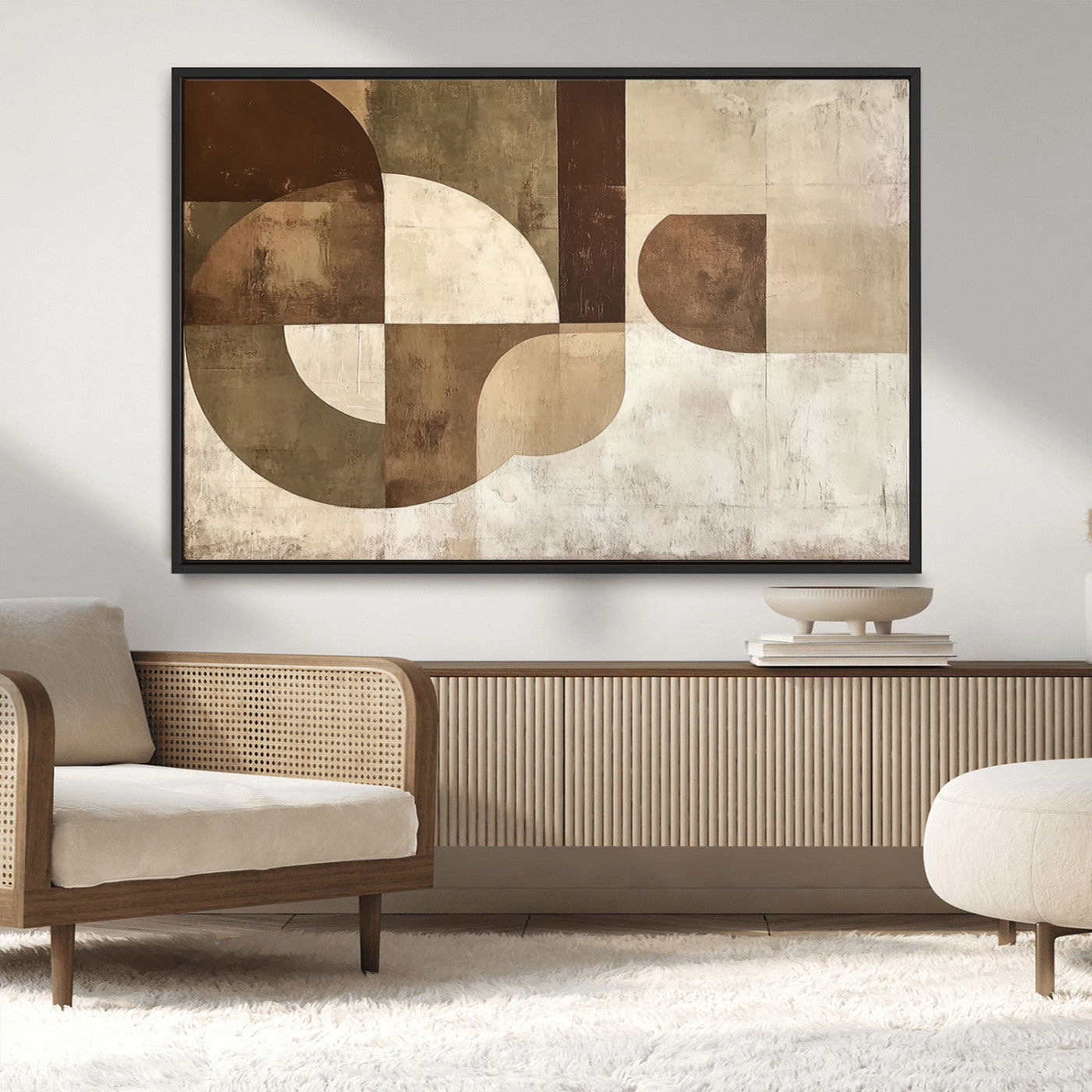 MGV-FC-36X24 - Wabi Sabi Geometric Wall Art | Abstract Modern Minimalist Canvas Print with Neutral Mid Century Art