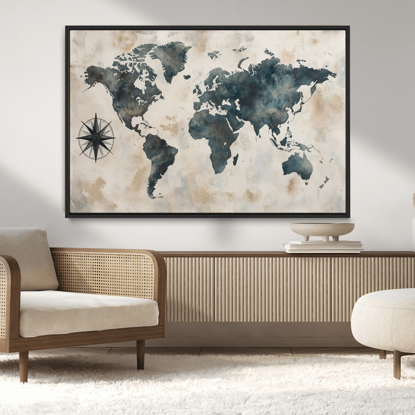 MGV-FC-36X24 - Push Pin World Map Canvas Print – Framed Wall Art for Couples to Track Their Travels – Anniversary